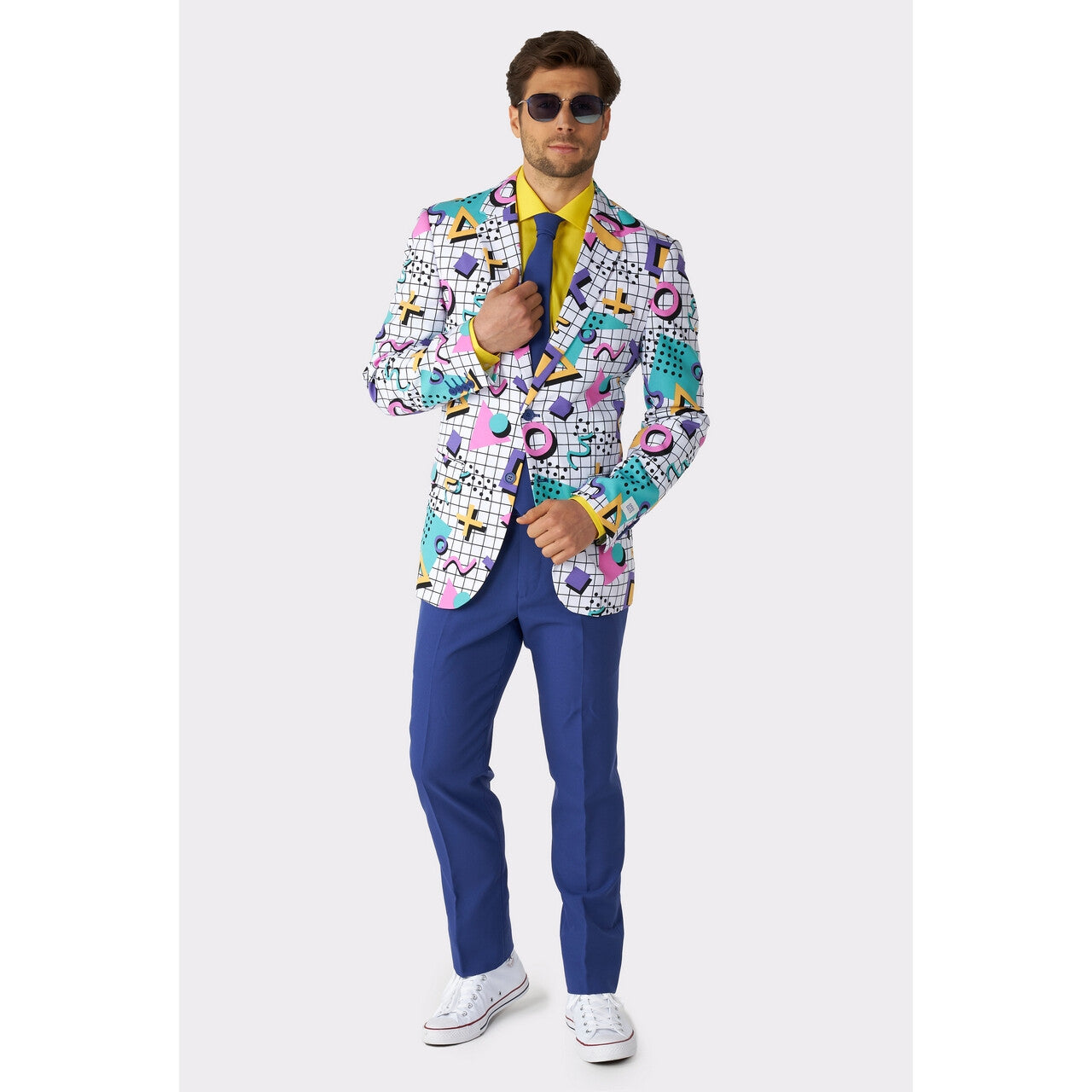 Op deze afbeelding zie je een Kostuums, van het merk Opposuits. 90s Memphis Master Saved By The Bell Opposuit Man Kostuum