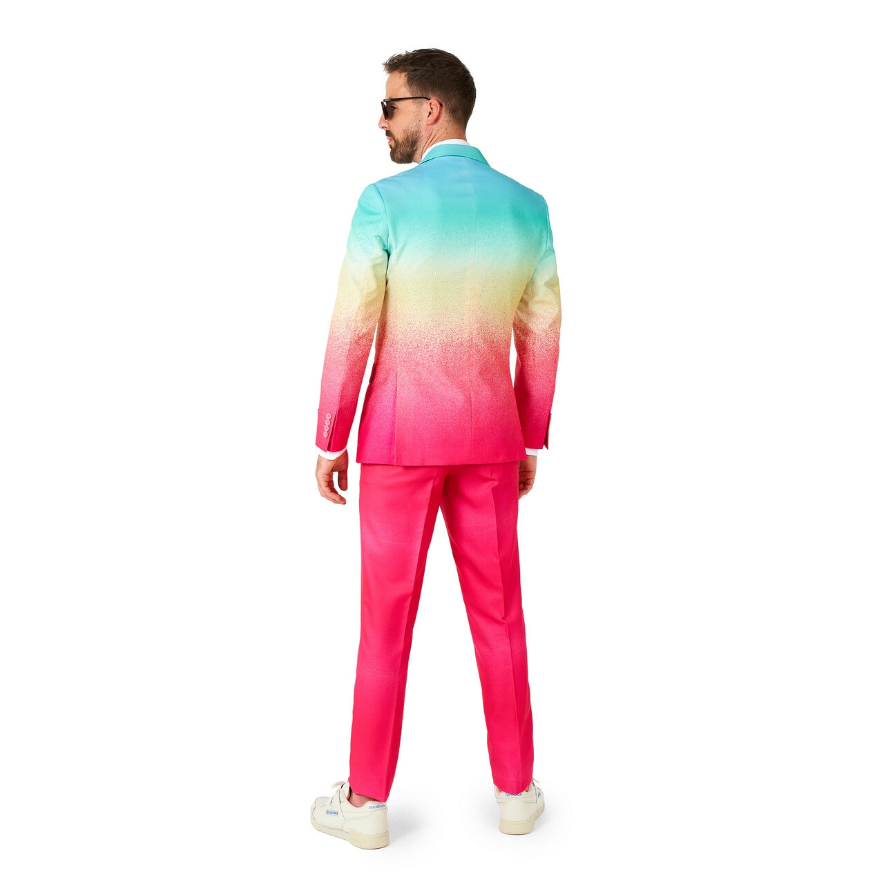 Op deze afbeelding zie je een Kostuums, van het merk Opposuits. Funky Pink Fade Man Kostuum
