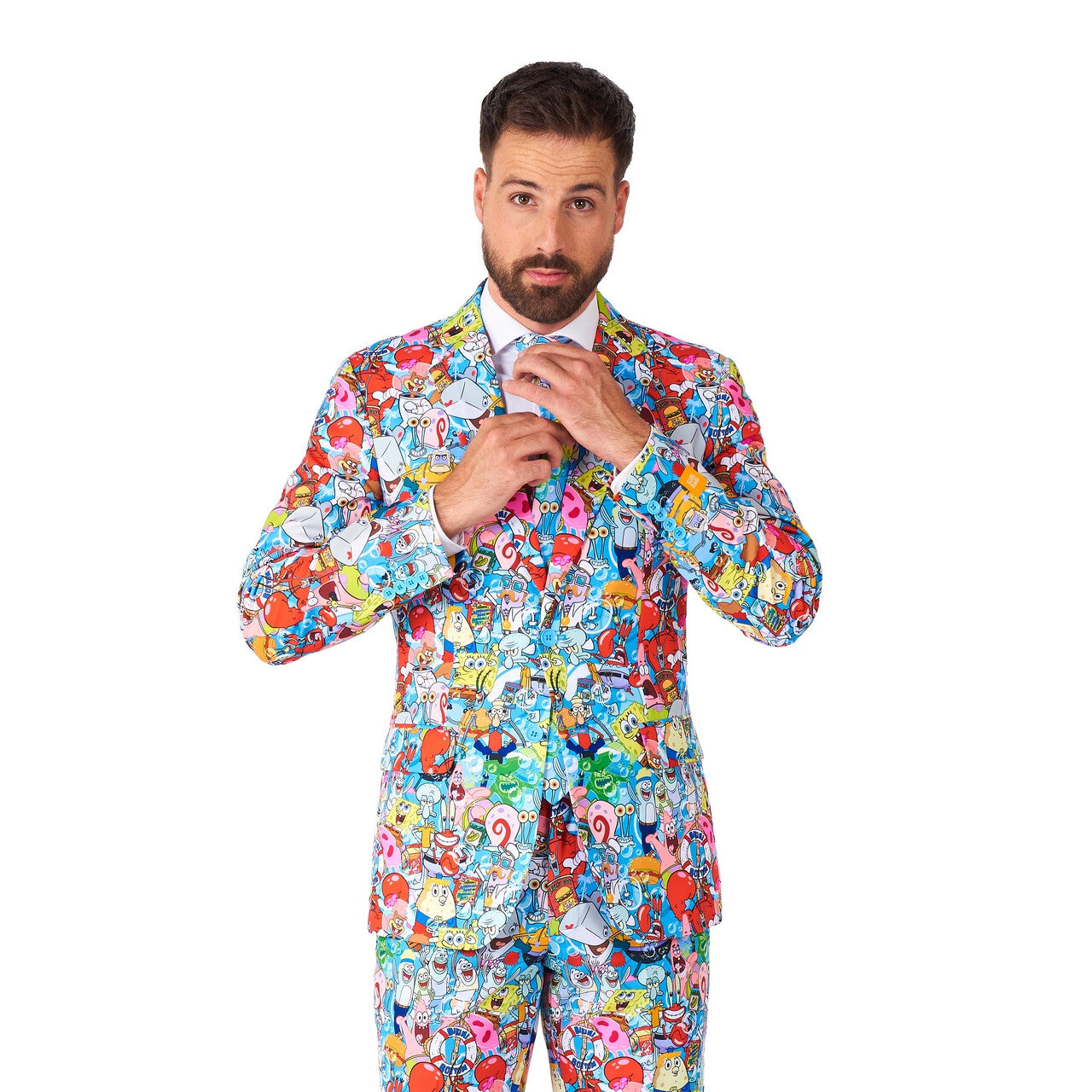 Op deze afbeelding zie je een Kostuums, van het merk Opposuits. Spongebob Whole Family Man Kostuum