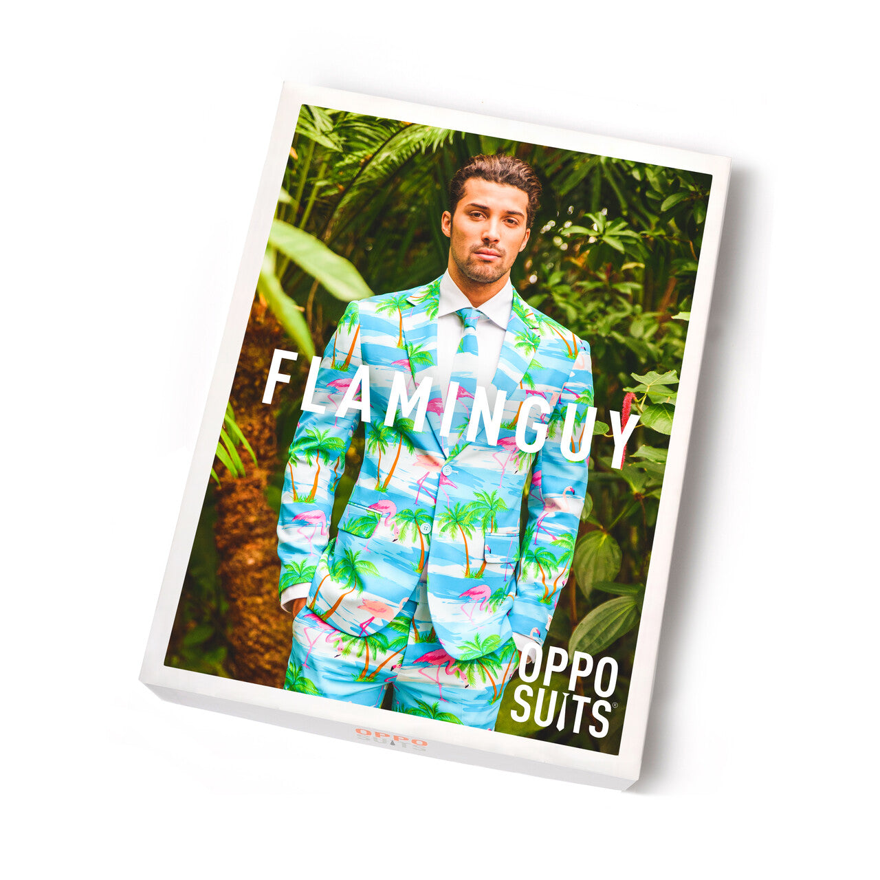 Op deze afbeelding zie je een Kostuums, van het merk Opposuits. Miami Flaminguy Opposuits Man Kostuum