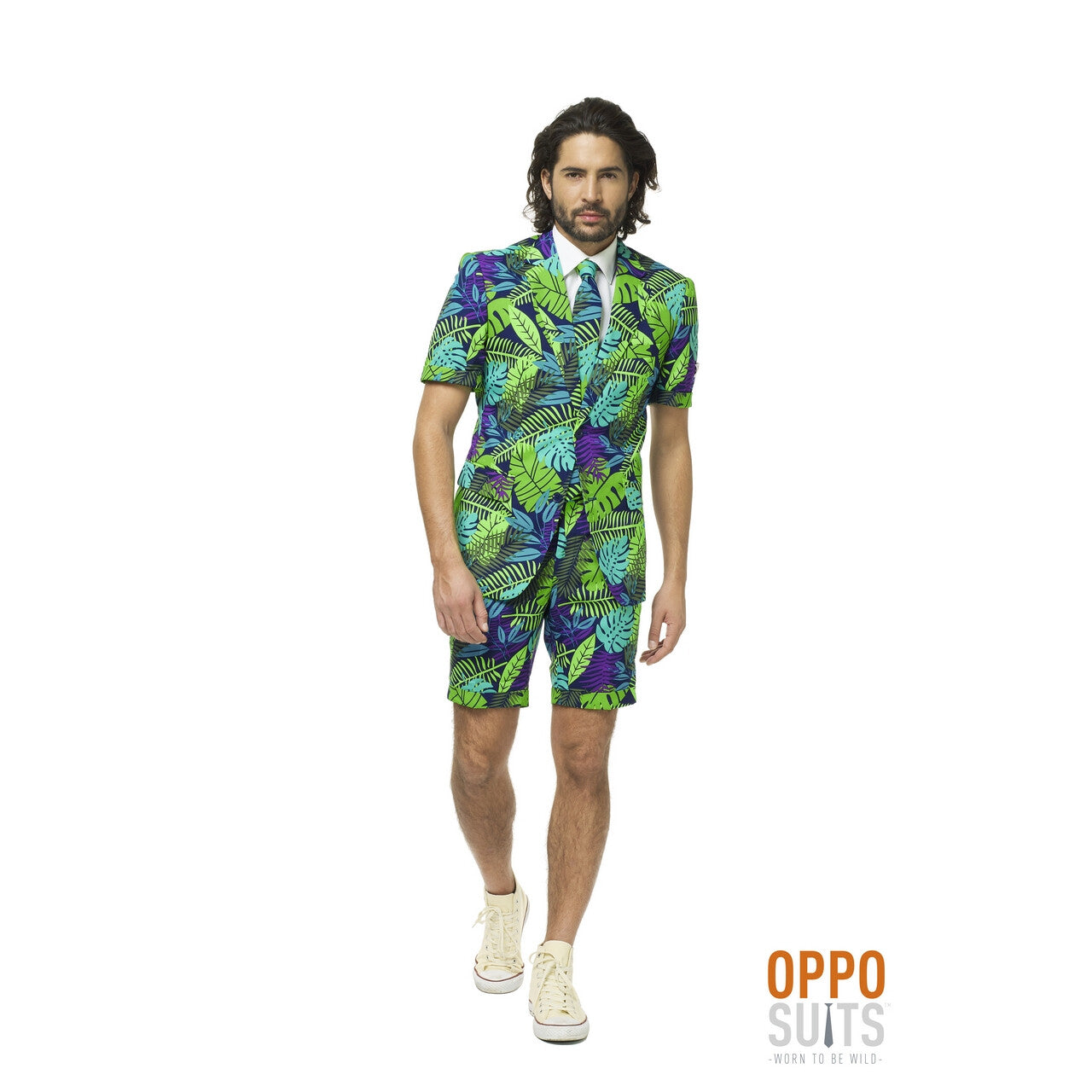 Op deze afbeelding zie je een Kostuums, van het merk Opposuits. Juicy Jungle Tropische Varens Zomer Man Kostuum
