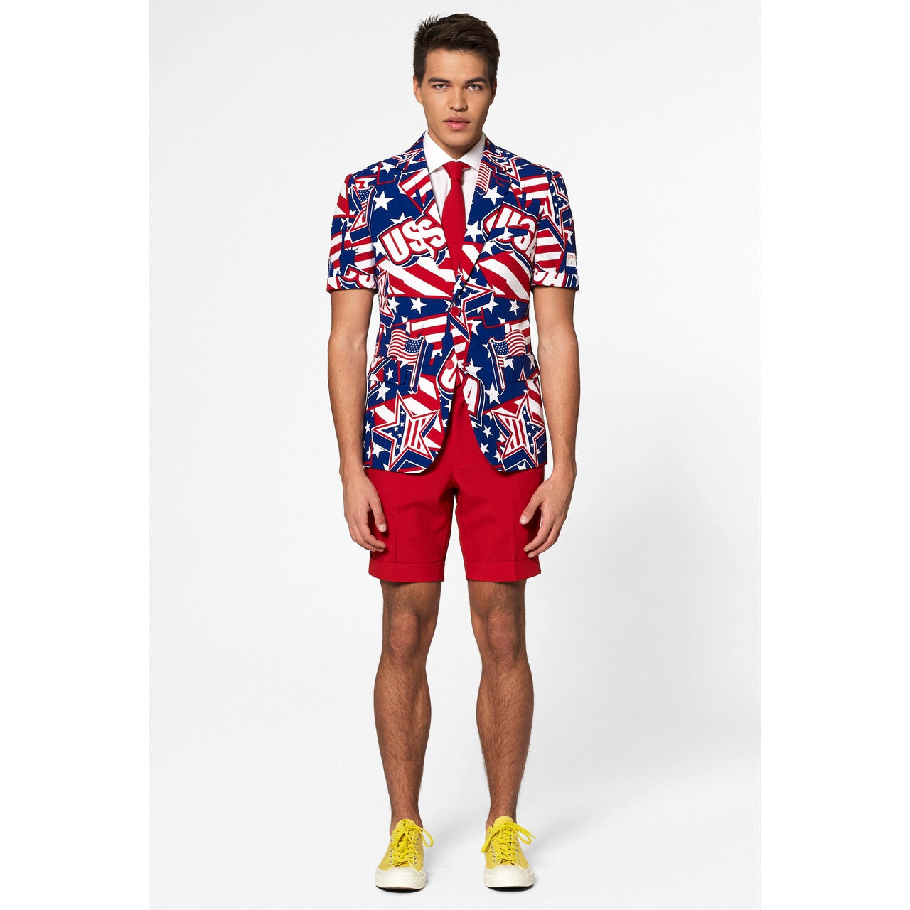Op deze afbeelding zie je een Kostuums, van het merk Opposuits. Mighty Murica Zomer Man Kostuum