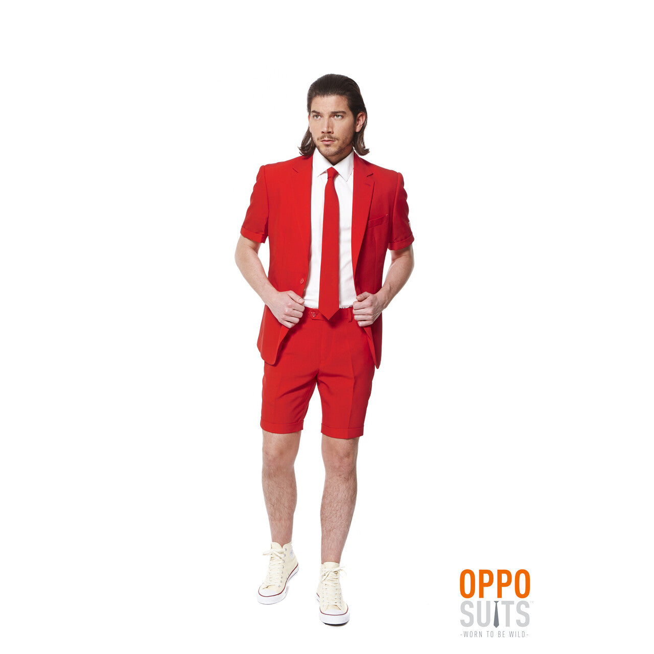 Op deze afbeelding zie je een Kostuums, van het merk Opposuits. Summer Festival Intense Red Devil Opposuit Man Kostuum
