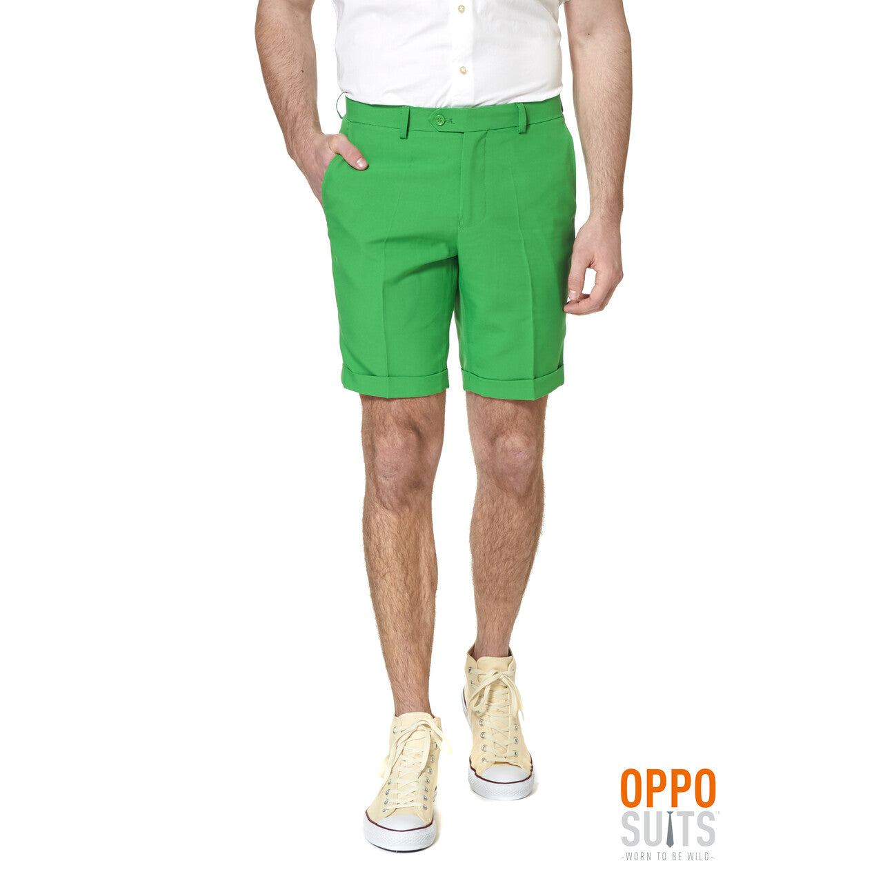 Op deze afbeelding zie je een Kostuums, van het merk Opposuits. Summer Festival Flashy Green And Gold Opposuit Man Kostuum