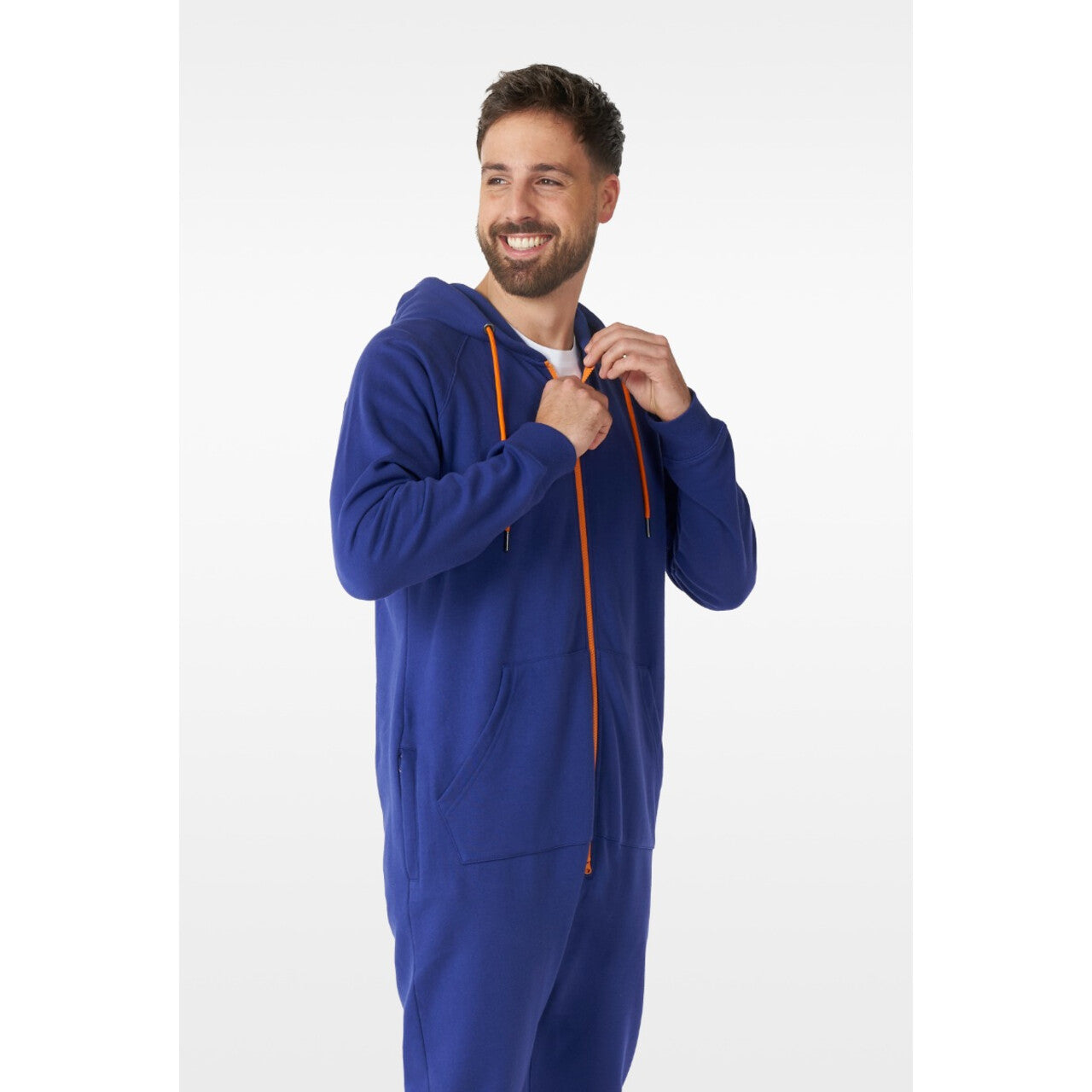 Op deze afbeelding zie je een Kostuums, van het merk Opposuits. Unisex Onesie Bankhanger Blauw Kostuum