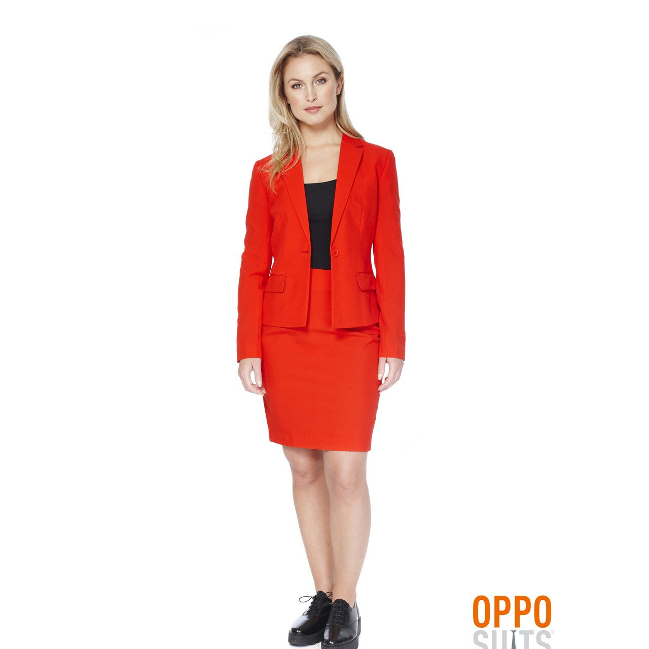 Op deze afbeelding zie je een Kostuums, van het merk Opposuits. Rood Red Ruby Opposuit Vrouw Kostuum