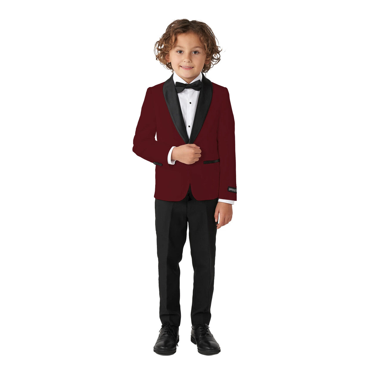 Op deze afbeelding zie je een Kostuums, van het merk Opposuits. Boys Hot Burgundy / Zwarte Broek Jongen Kostuum
