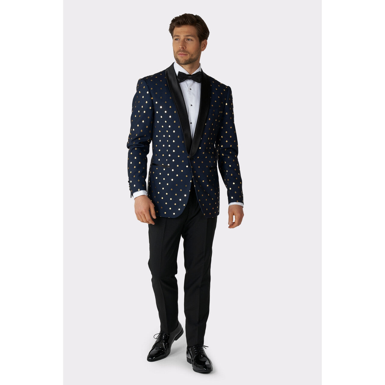 Op deze afbeelding zie je een Kostuums, van het merk Opposuits. Poilka Foilka Golden Dots Opposuit Man Kostuum