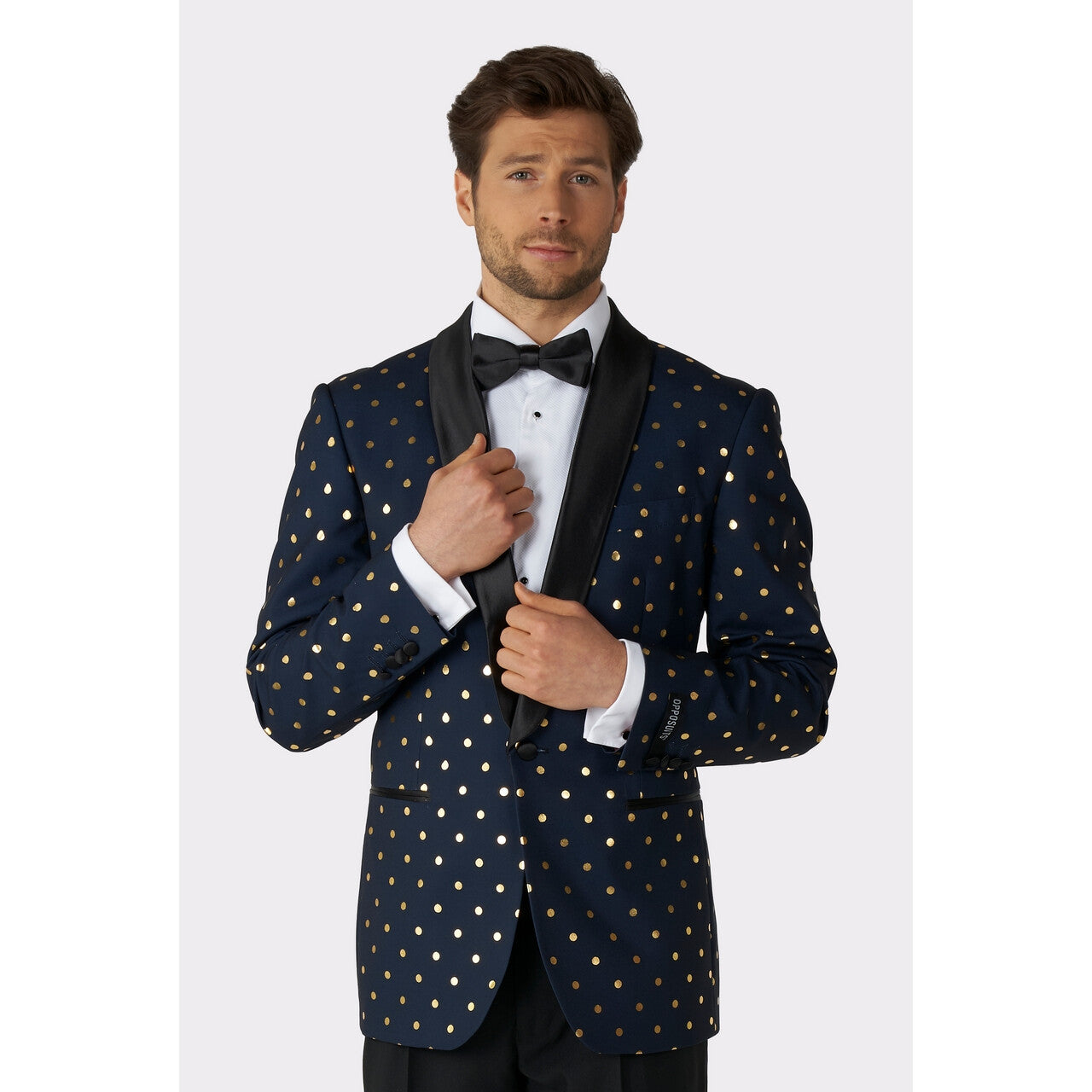 Op deze afbeelding zie je een Kostuums, van het merk Opposuits. Poilka Foilka Golden Dots Opposuit Man Kostuum