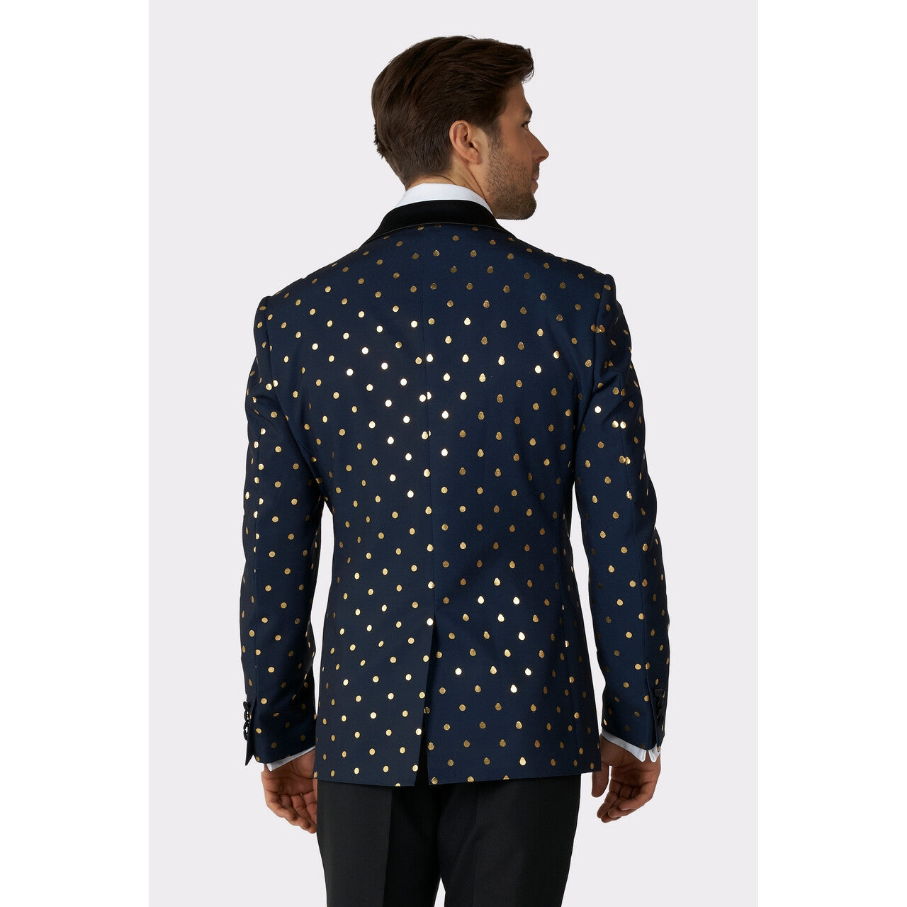 Op deze afbeelding zie je een Kostuums, van het merk Opposuits. Poilka Foilka Golden Dots Opposuit Man Kostuum