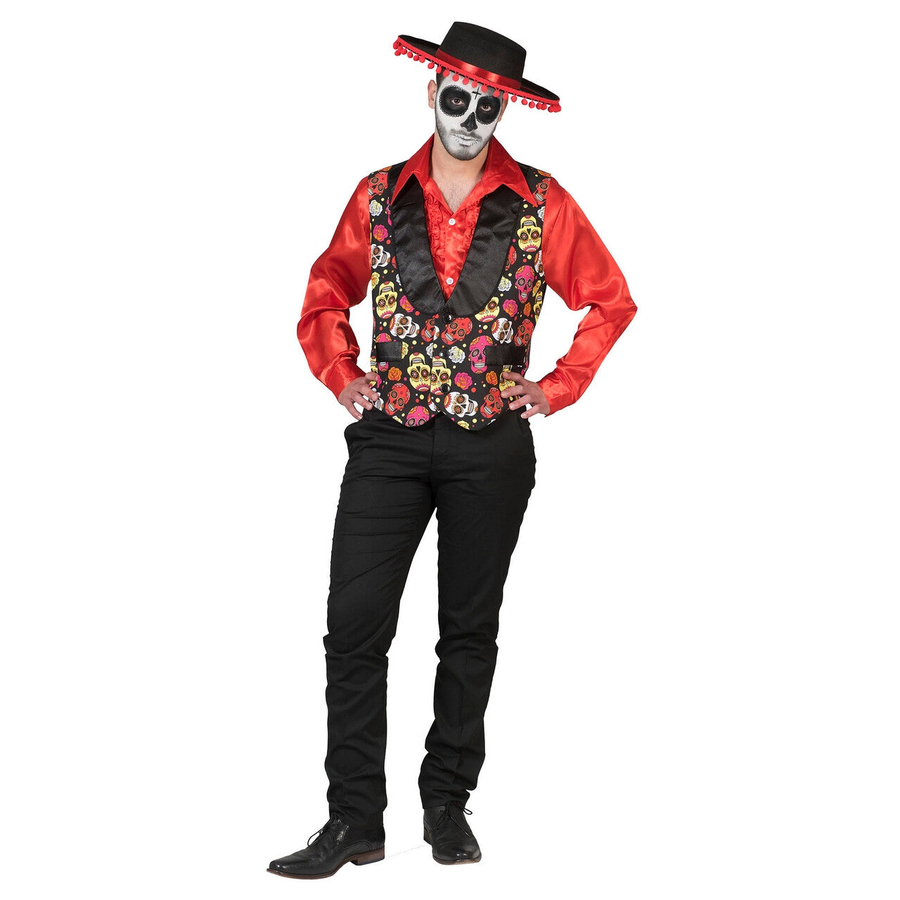 Op deze afbeelding zie je een Kostuums, van het merk Pierros. La Dia De Los Muertos Catrina Man