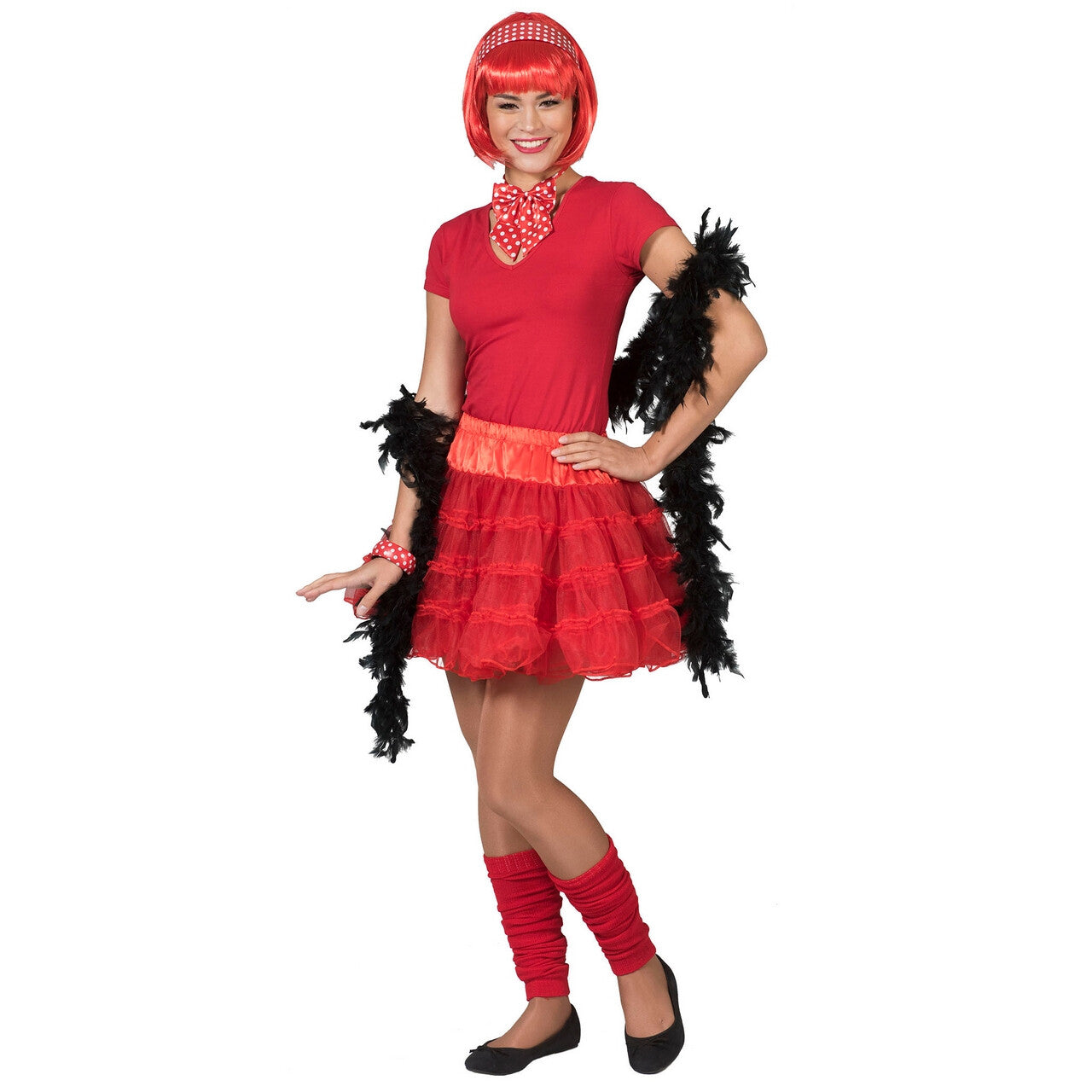 Op deze afbeelding zie je een Kostuums, van het merk Pierros. Fleurige Rode Petticoat Karina Vrouw Kostuum