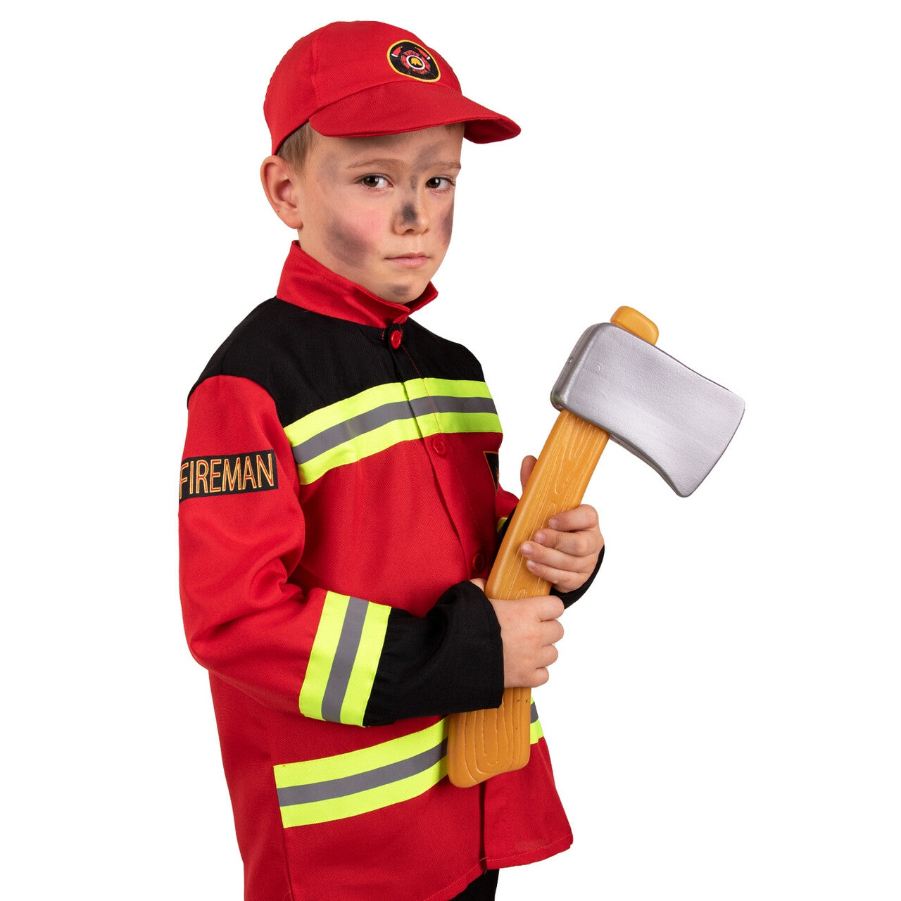 Op deze afbeelding zie je een Kostuums, van het merk PartyXplosion. Heldhaftige Vrijwillige Brandweerman Victor Jongen Kostuum