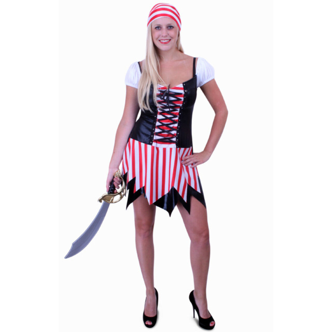 Op deze afbeelding zie je een Kostuums, van het merk PartyXplosion. Adriatische Zee Pirate Vrouw Kostuum