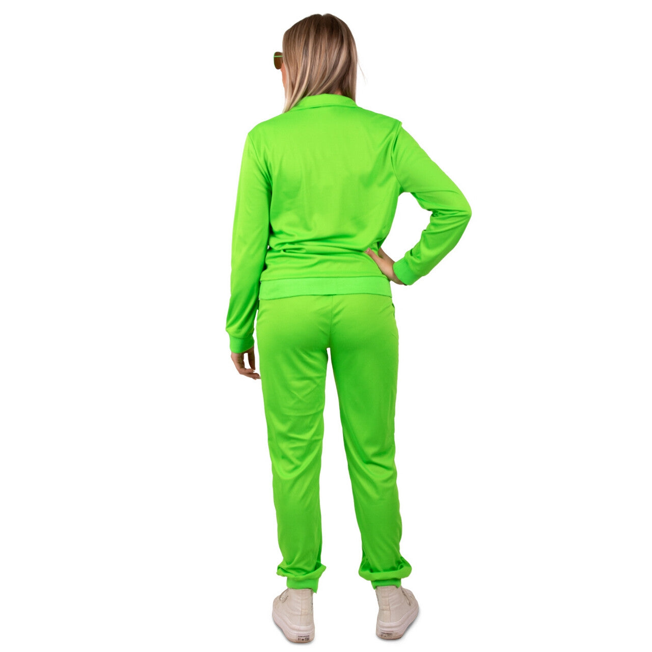 Op deze afbeelding zie je een Kostuums, van het merk PartyXplosion. Kikker Fresh Neon Groen Trainingspak Vrouw Kostuum