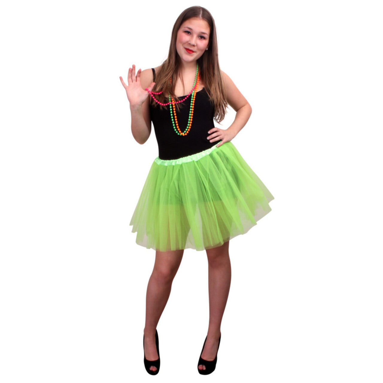 Op deze afbeelding zie je een Kostuums, van het merk PartyXplosion. Tule Rokje Volwassenen Appelgroen Vrouw