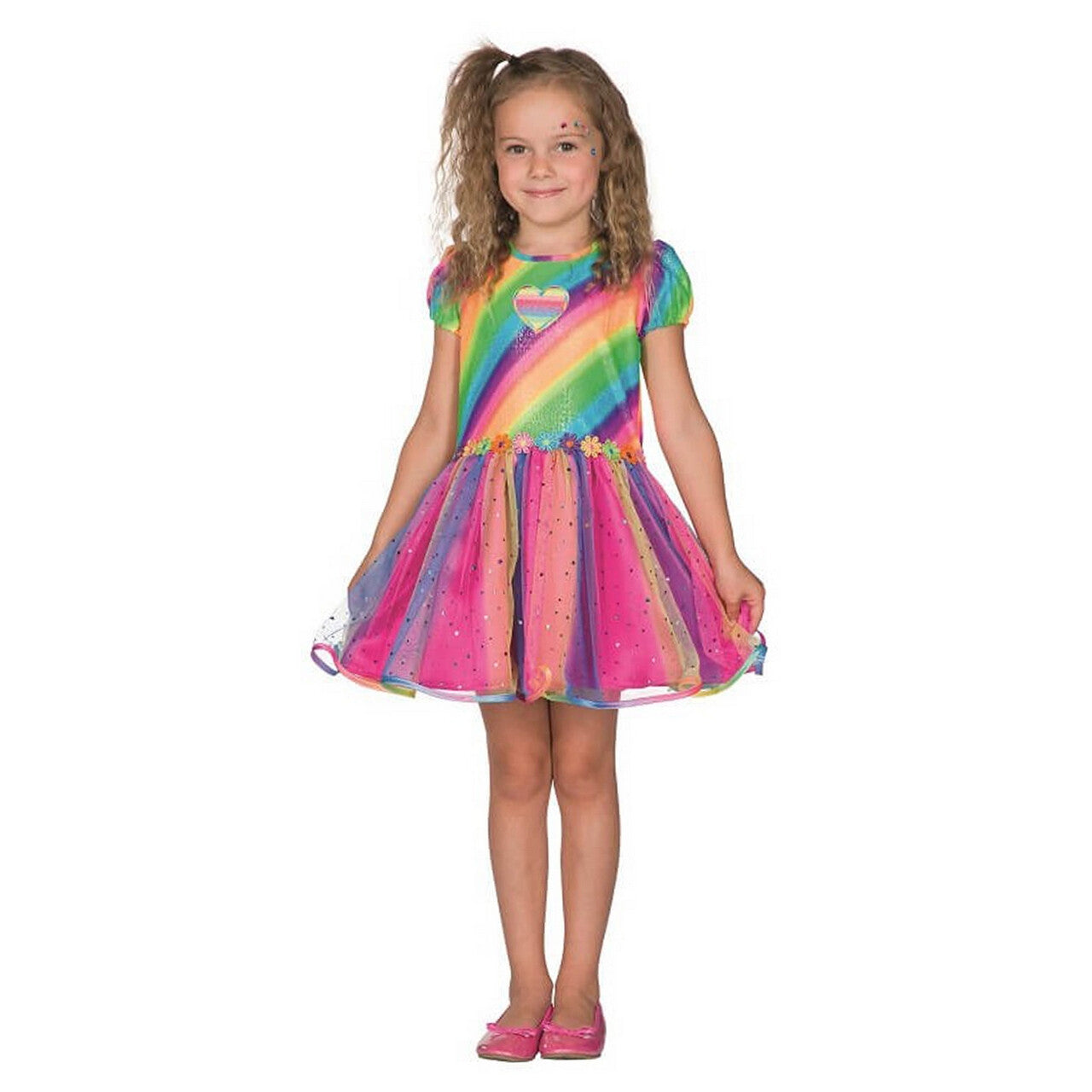 Op deze afbeelding zie je een Kostuums, van het merk PartyXplosion. Regenboog Fee Shirley Meisje Kostuum