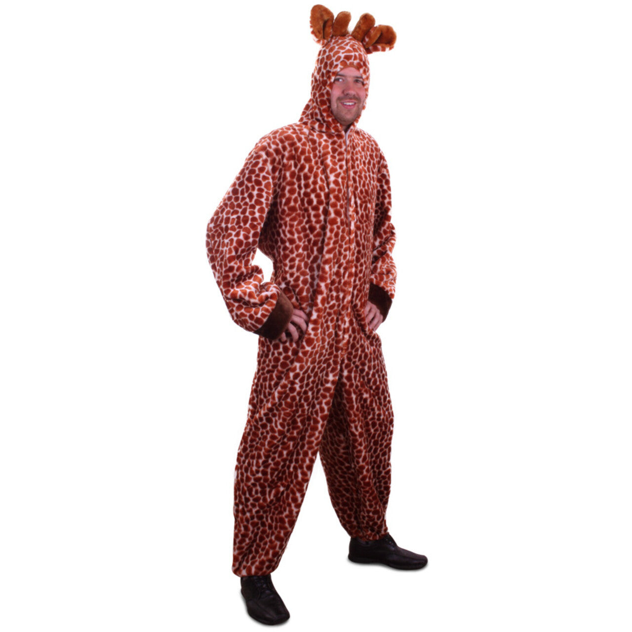 Op deze afbeelding zie je een Kostuums, van het merk PartyXplosion. Gerard Giraffe Overall Pluche Kostuum