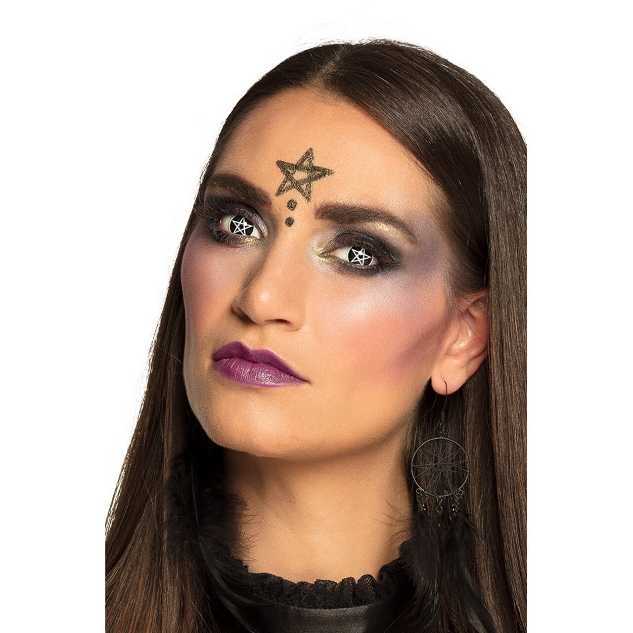 Op deze afbeelding zie je een Accessoires, van het merk PartyXplosion. Dark Witchcraft Pentagram Lenzen