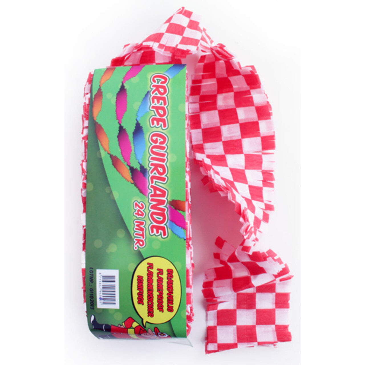 Op deze afbeelding zie je een Decoratie, van het merk PartyXplosion. Crepe Guirlande Slinger Rood Wit Geblokt