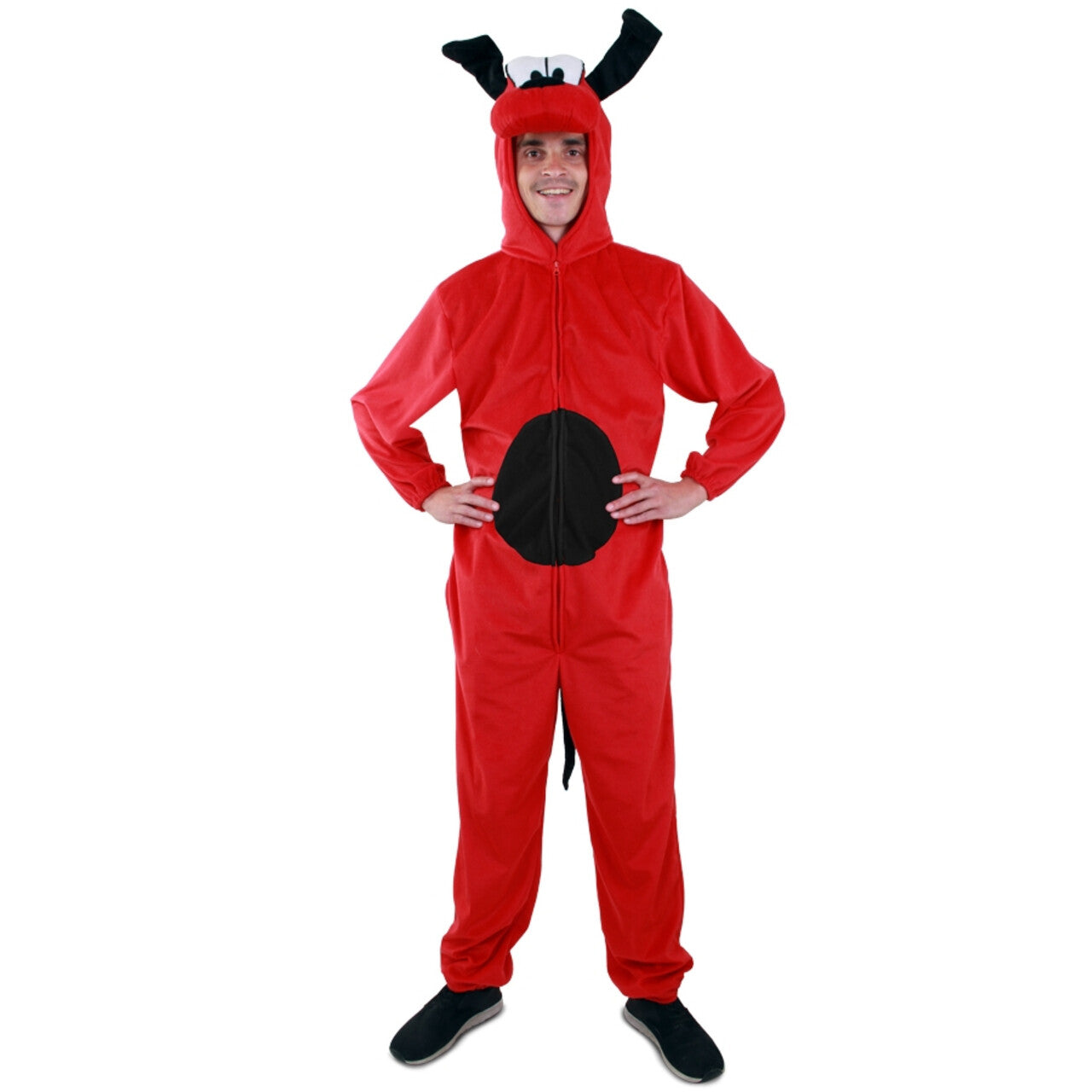 Op deze afbeelding zie je een Kostuums, van het merk PartyXplosion. Flapoor Tekenfilm Hond Rood Man Kostuum