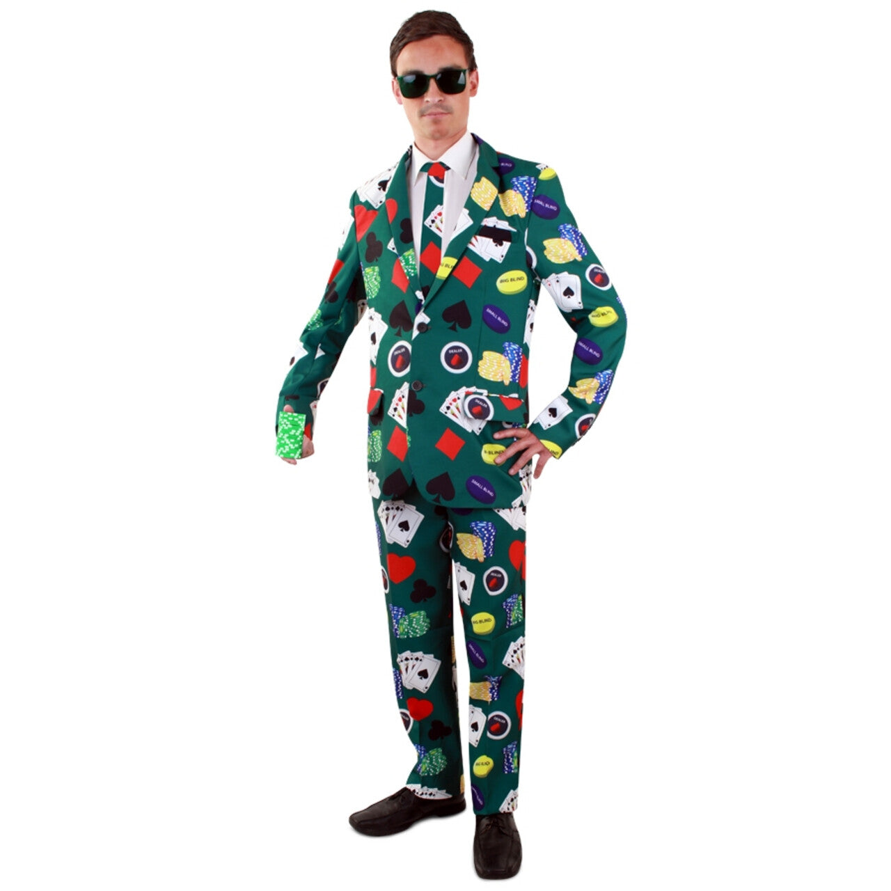 Op deze afbeelding zie je een Kostuums, van het merk PartyXplosion. Speelkaarten Poker Casino Gok Man Kostuum