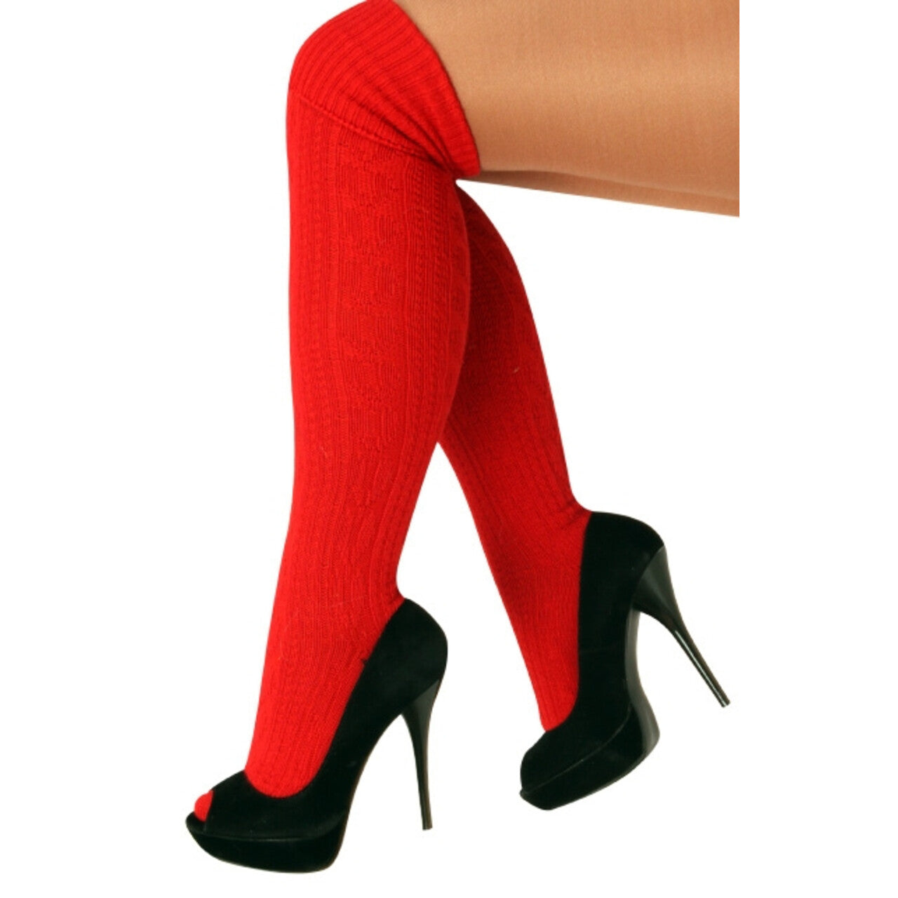 Op deze afbeelding zie je een Accessoires, van het merk PartyXplosion. Kniekousen Rood Maat 41-47