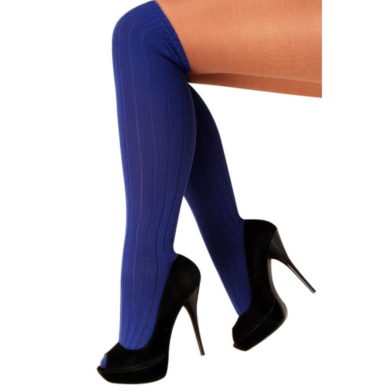 Op deze afbeelding zie je een Accessoires, van het merk PartyXplosion. Kniekousen Blauw Maat 41-47