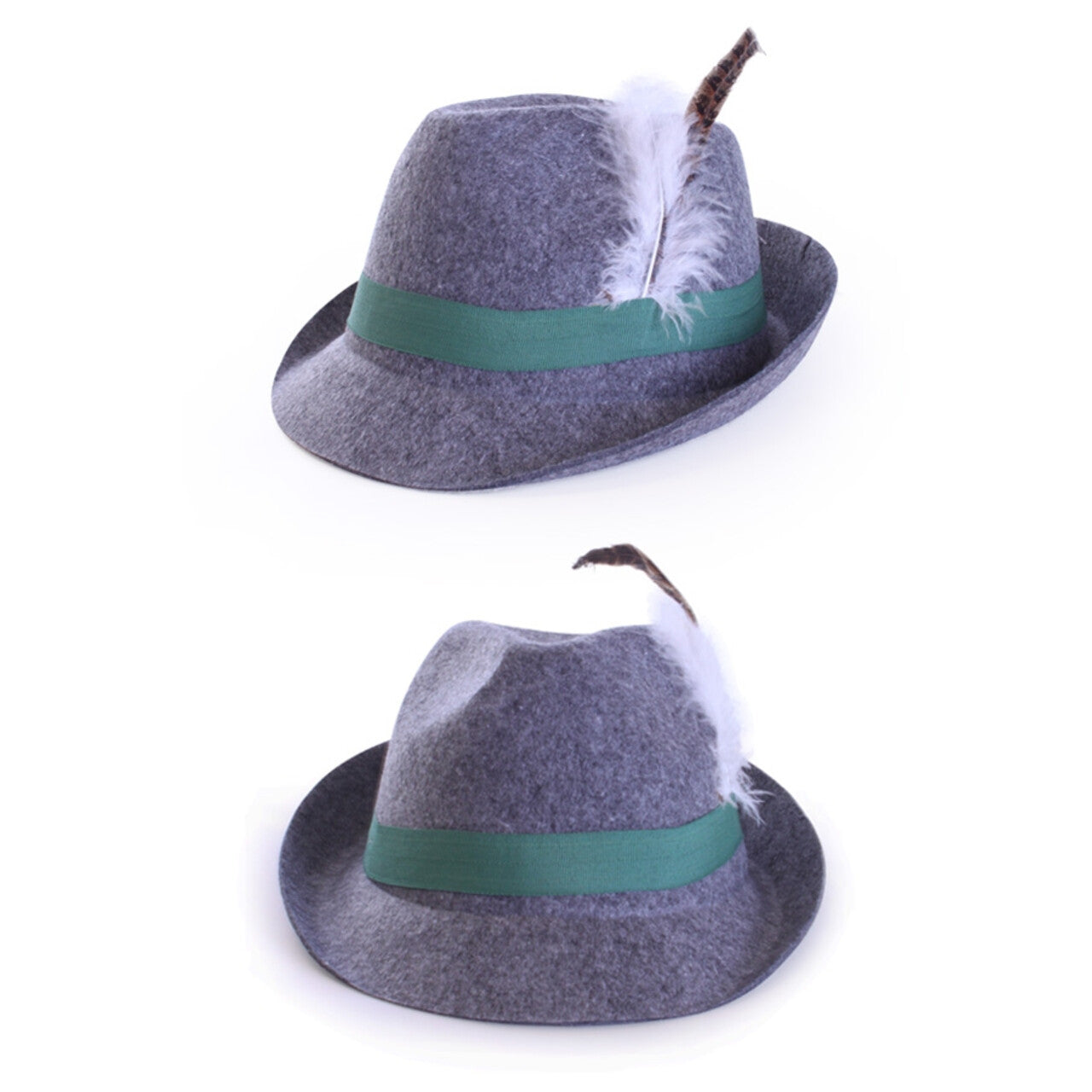 Op deze afbeelding zie je een Accessoires, van het merk PartyXplosion. Tirolerhoed Grijs Wolvilt Look