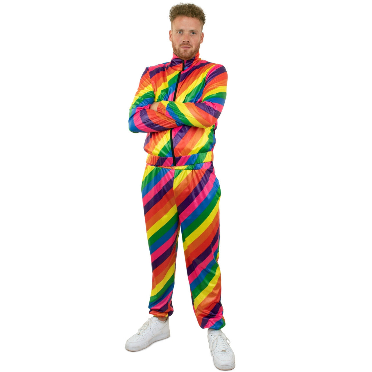 Op deze afbeelding zie je een Kostuums, van het merk PartyXplosion. Rennen Over De Regenboog Man Kostuum