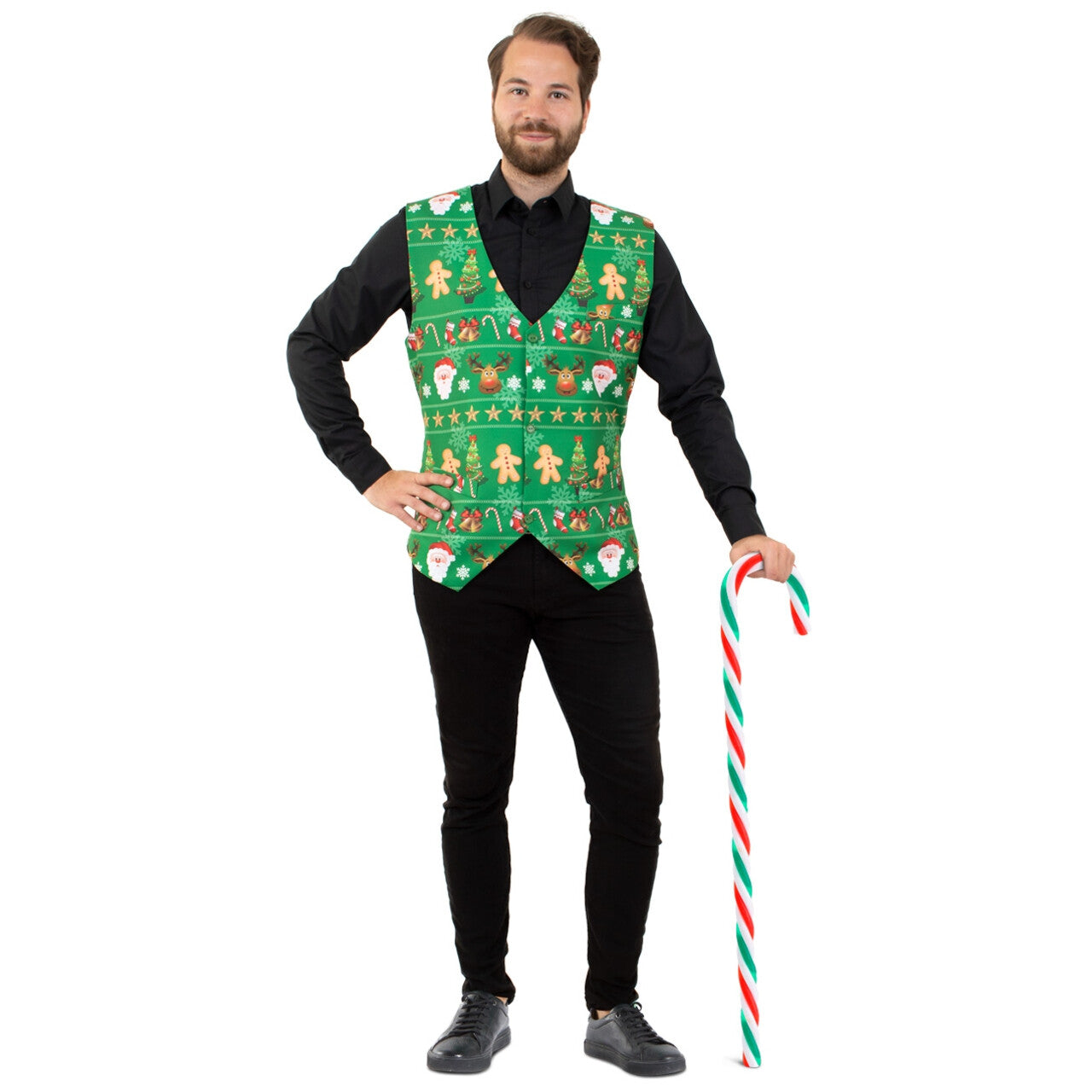 Op deze afbeelding zie je een Kostuums, van het merk PartyXplosion. Kerst Best Vest Groen Man