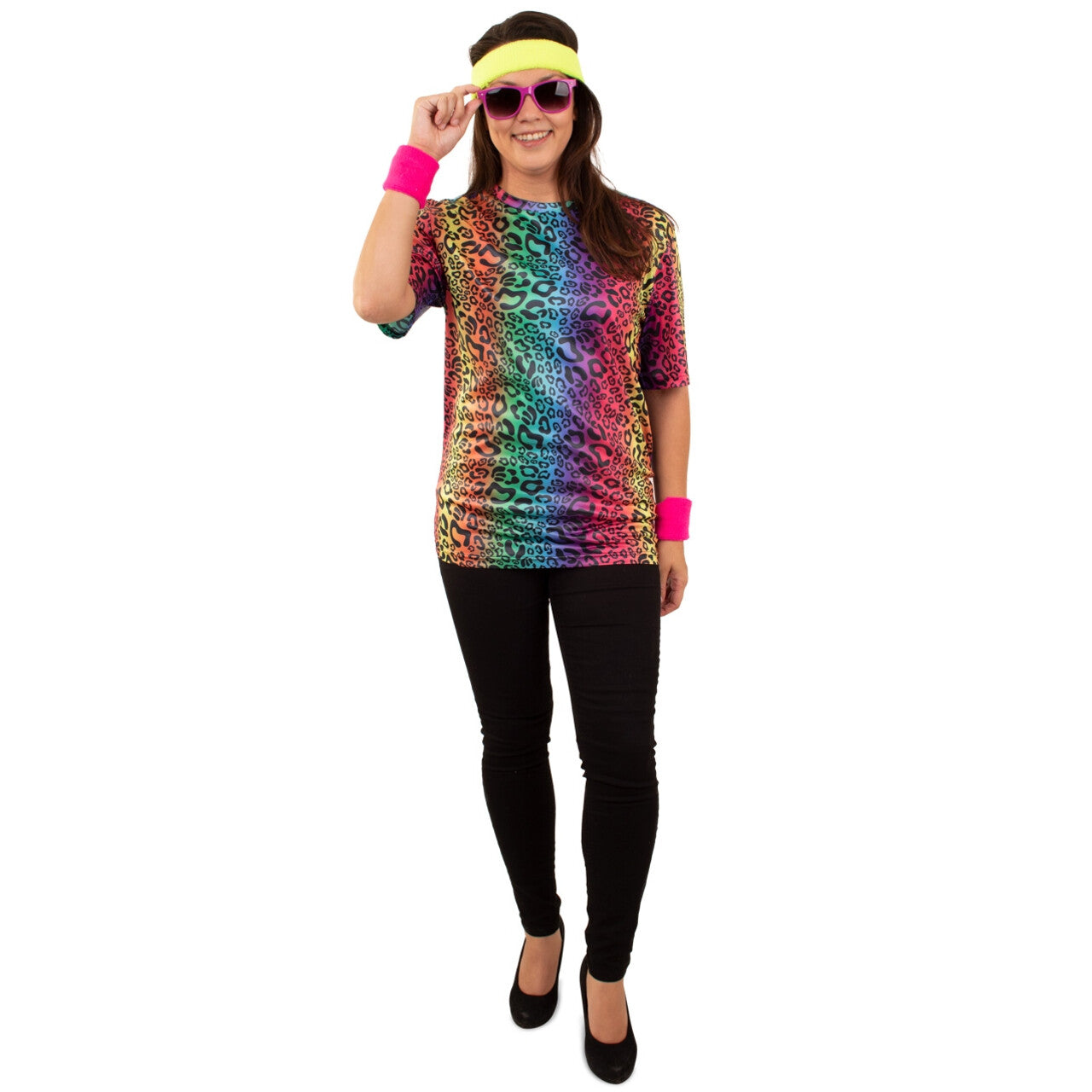 Op deze afbeelding zie je een Kostuums, van het merk PartyXplosion. Felle Regenboog Panter Shirt