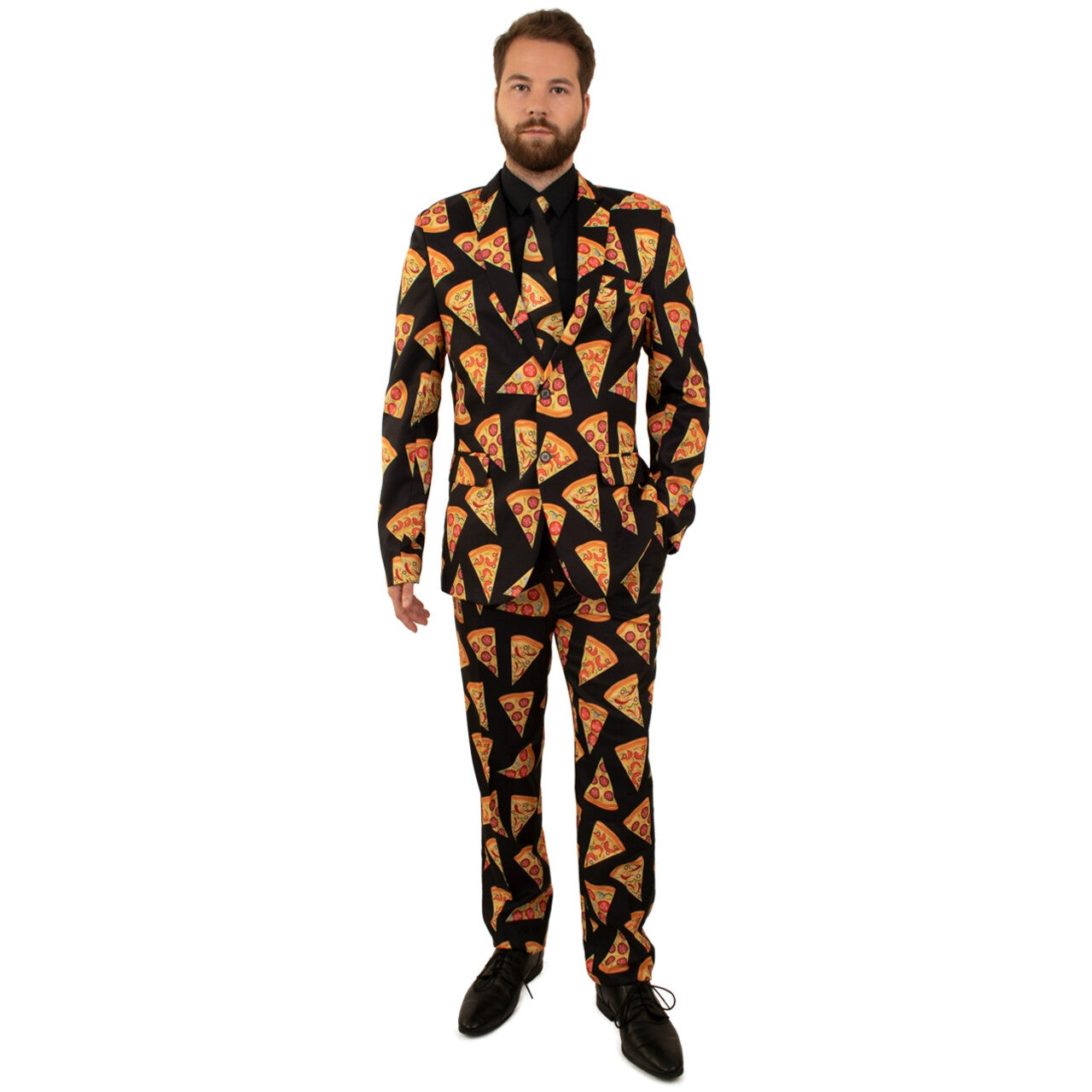 Op deze afbeelding zie je een Kostuums, van het merk PartyXplosion. Slice Of Pizza 3delig Man Kostuum