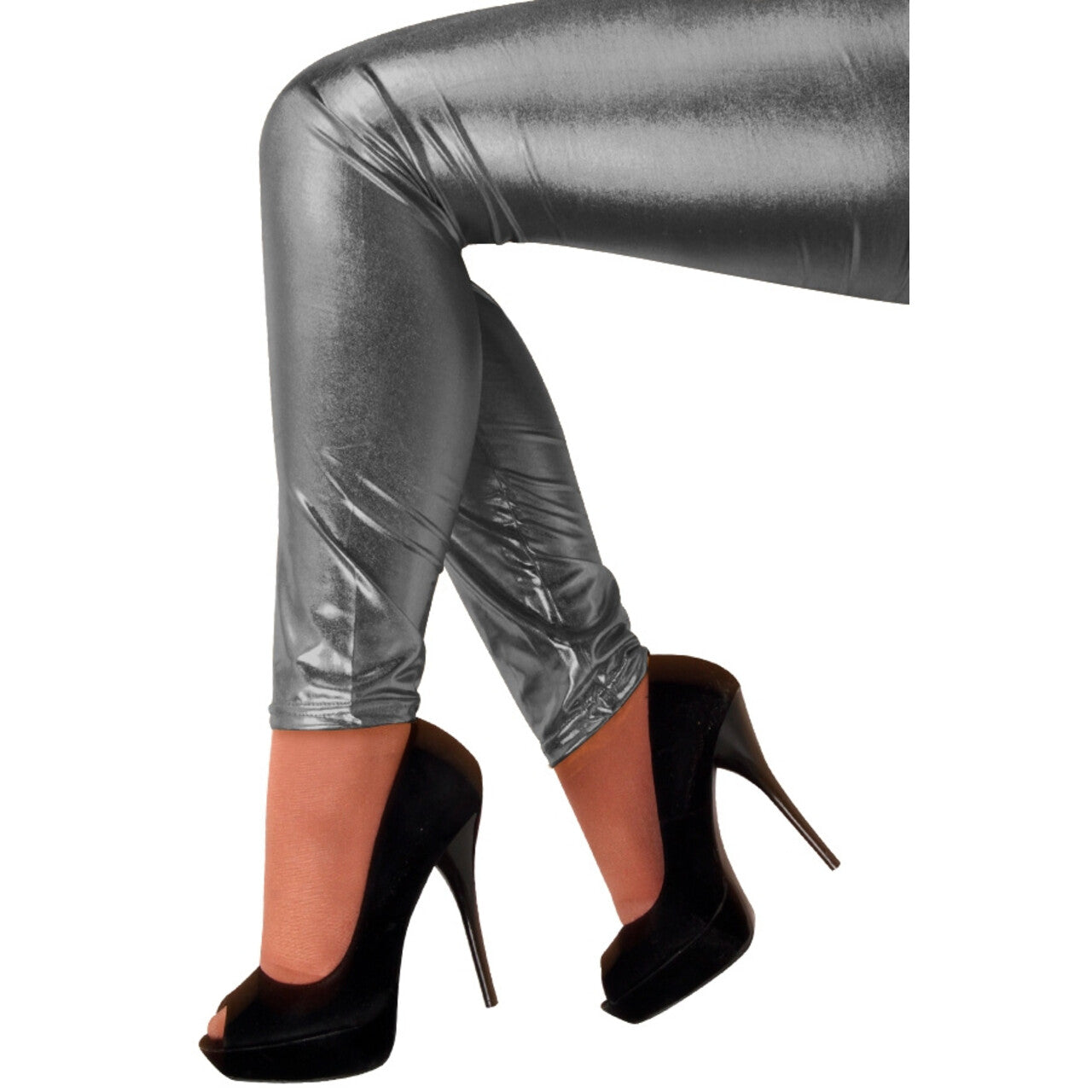 Op deze afbeelding zie je een Kostuums, van het merk PartyXplosion. Legging Grijs Metallic Robot Walk Vrouw