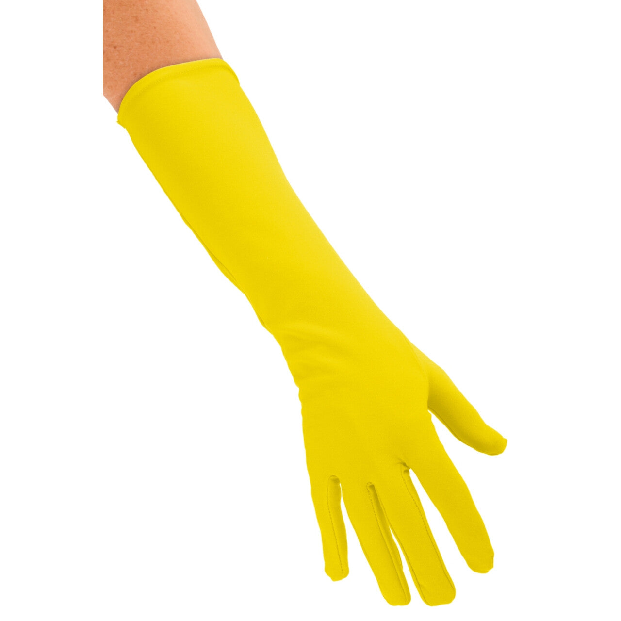 Op deze afbeelding zie je een Accessoires, van het merk PartyXplosion. Neon Geel Handschoen Lang Nylon Sunny