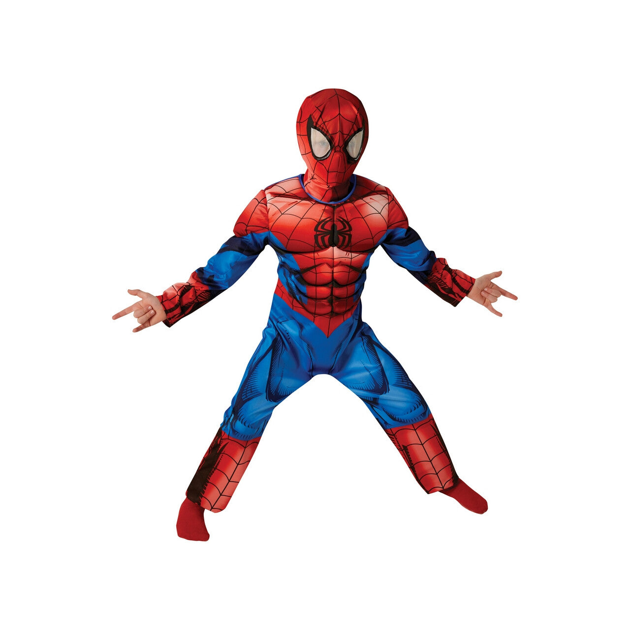 Op deze afbeelding zie je een Kostuums, van het merk Rubies. Webgevaarlijke Spider-Man™ Deluxe Kind Kind Kostuum
