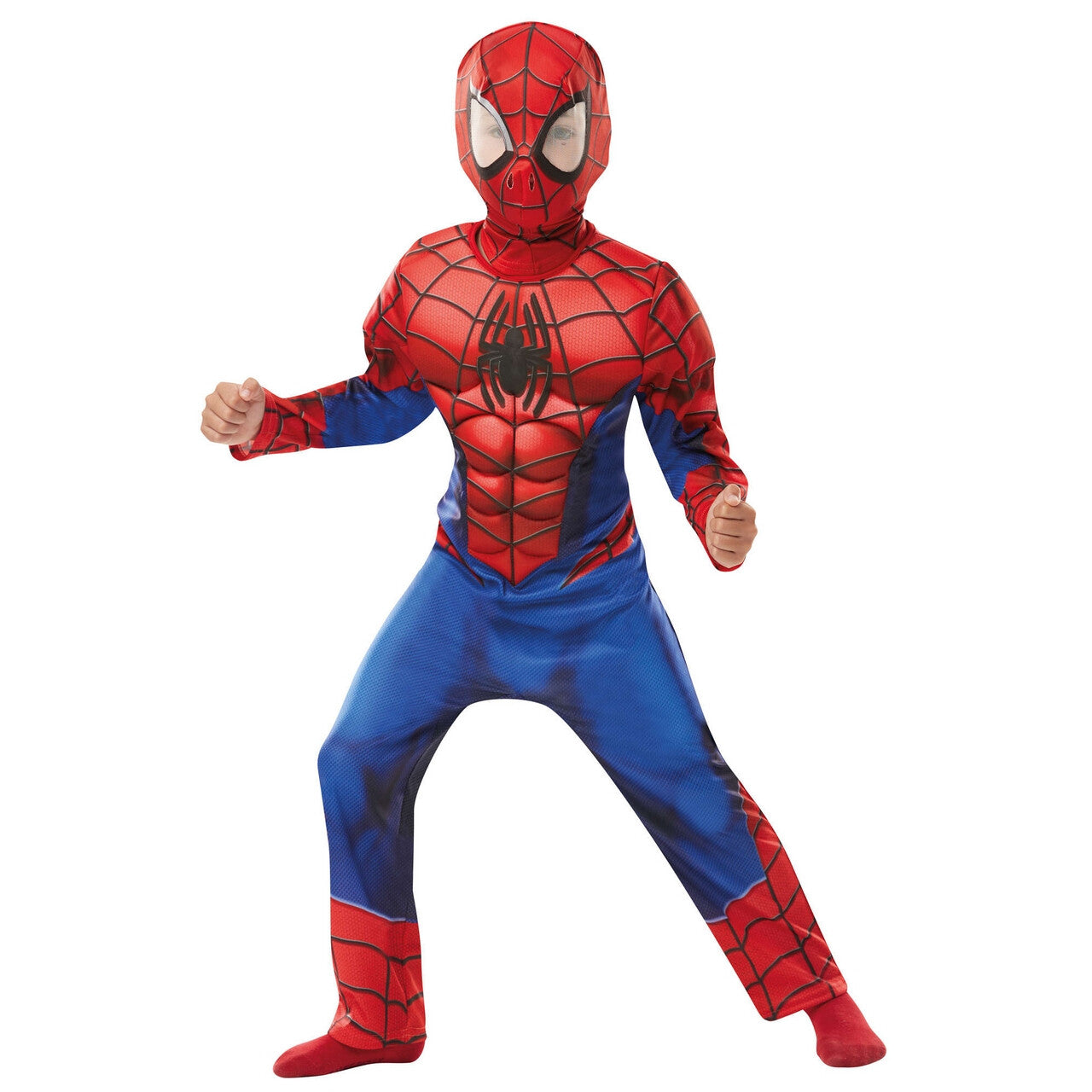 Op deze afbeelding zie je een Kostuums, van het merk Rubies. Enorm Gespierde Spiderman Kind Kind Kostuum
