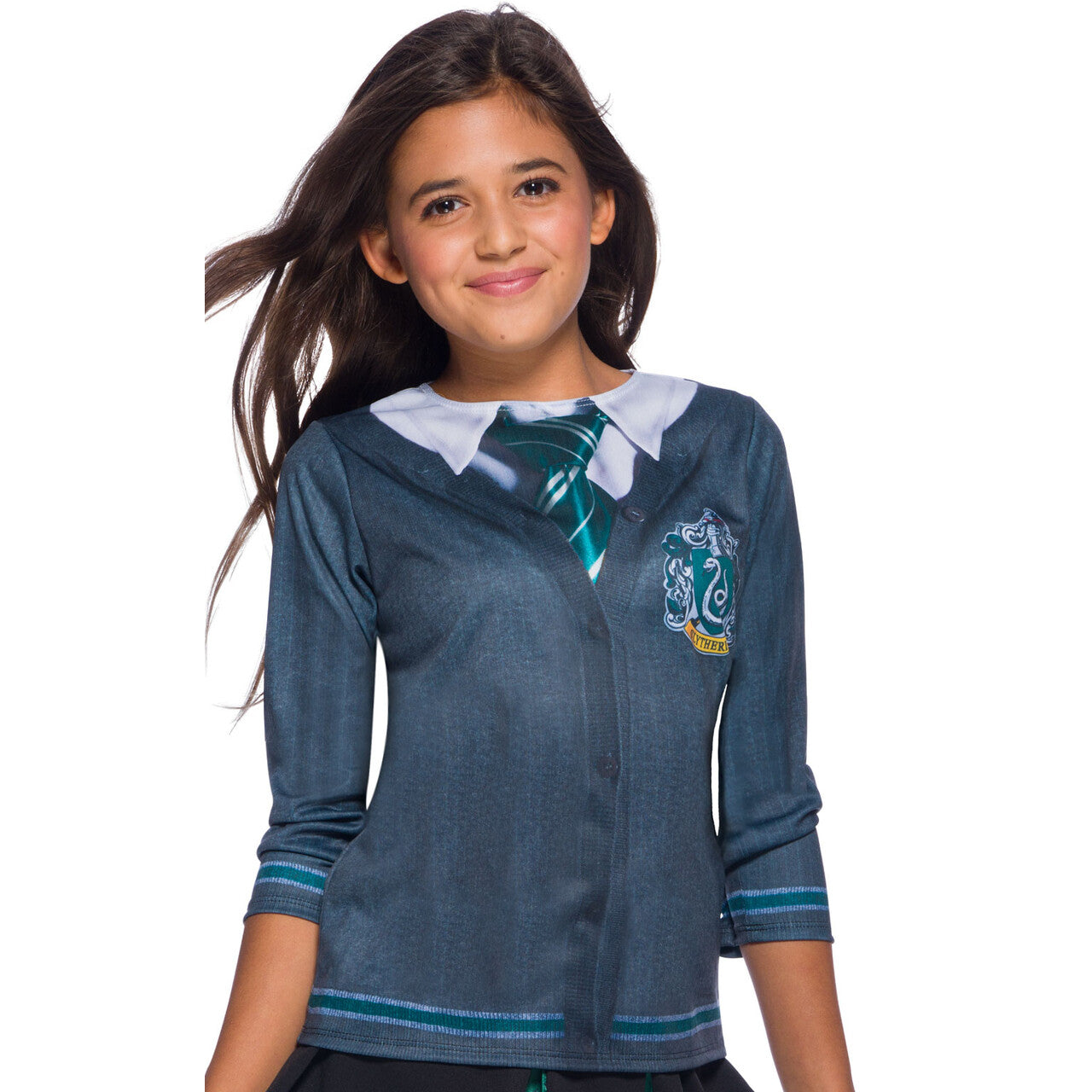 Op deze afbeelding zie je een Kostuums, van het merk Rubies. Slytherin Kostuum Top Meisje