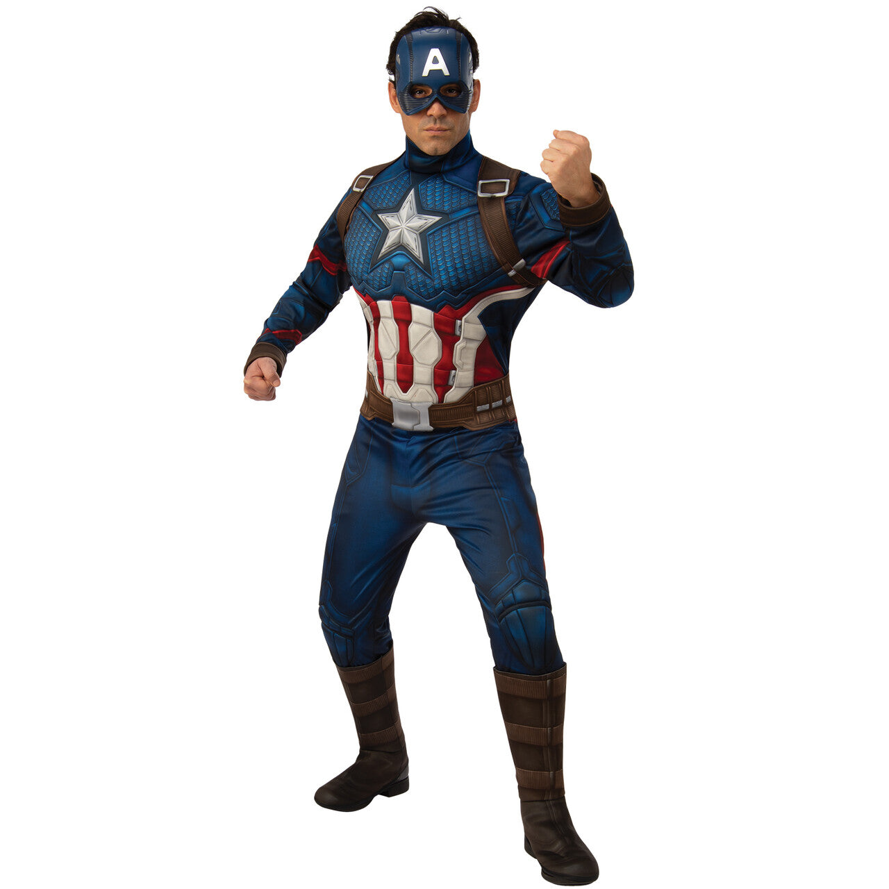 Op deze afbeelding zie je een Kostuums, van het merk Rubies. Captain America Kostuum Man