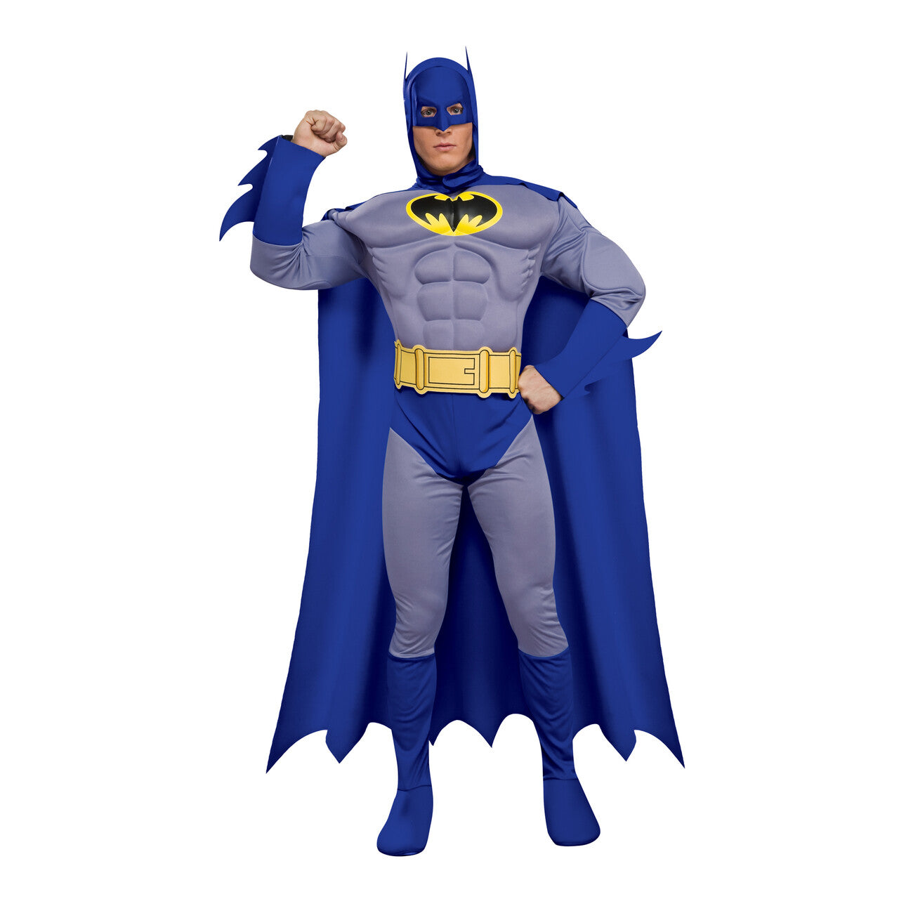 Op deze afbeelding zie je een Kostuums, van het merk Rubies. Muscle Chest Batman Mostuum Kostuum