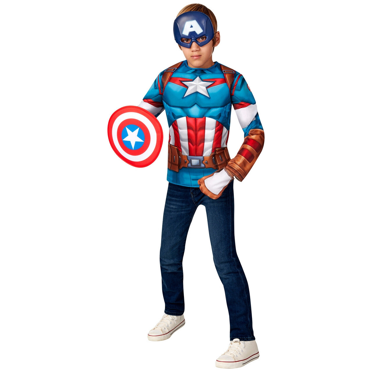 Op deze afbeelding zie je een Kostuums, van het merk Rubies. Captain America Grootste Nationale Held Kind Kostuum