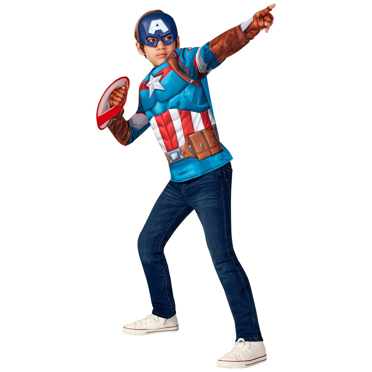 Op deze afbeelding zie je een Kostuums, van het merk Rubies. Captain America Grootste Nationale Held Kind Kostuum