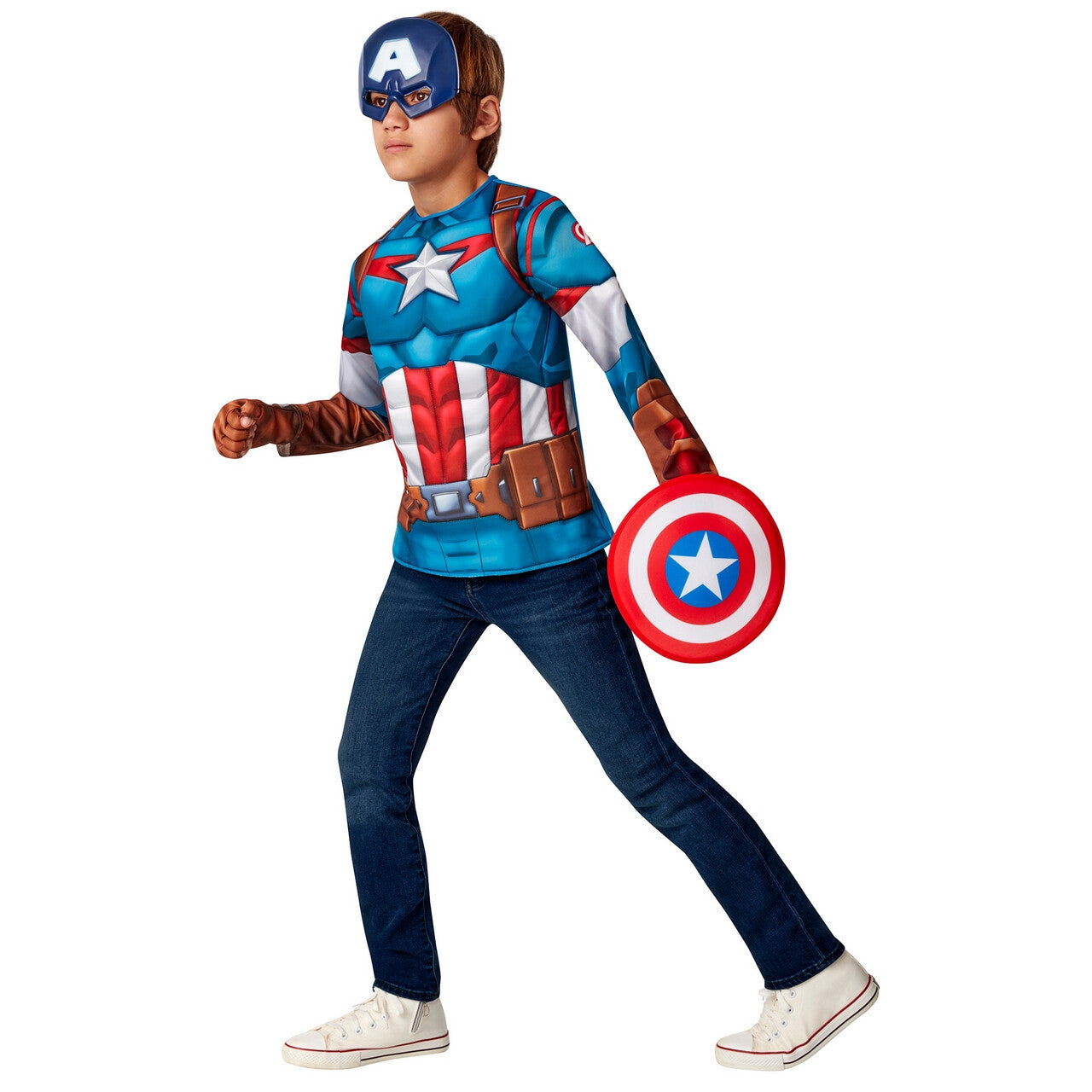 Op deze afbeelding zie je een Kostuums, van het merk Rubies. Captain America Grootste Nationale Held Kind Kostuum