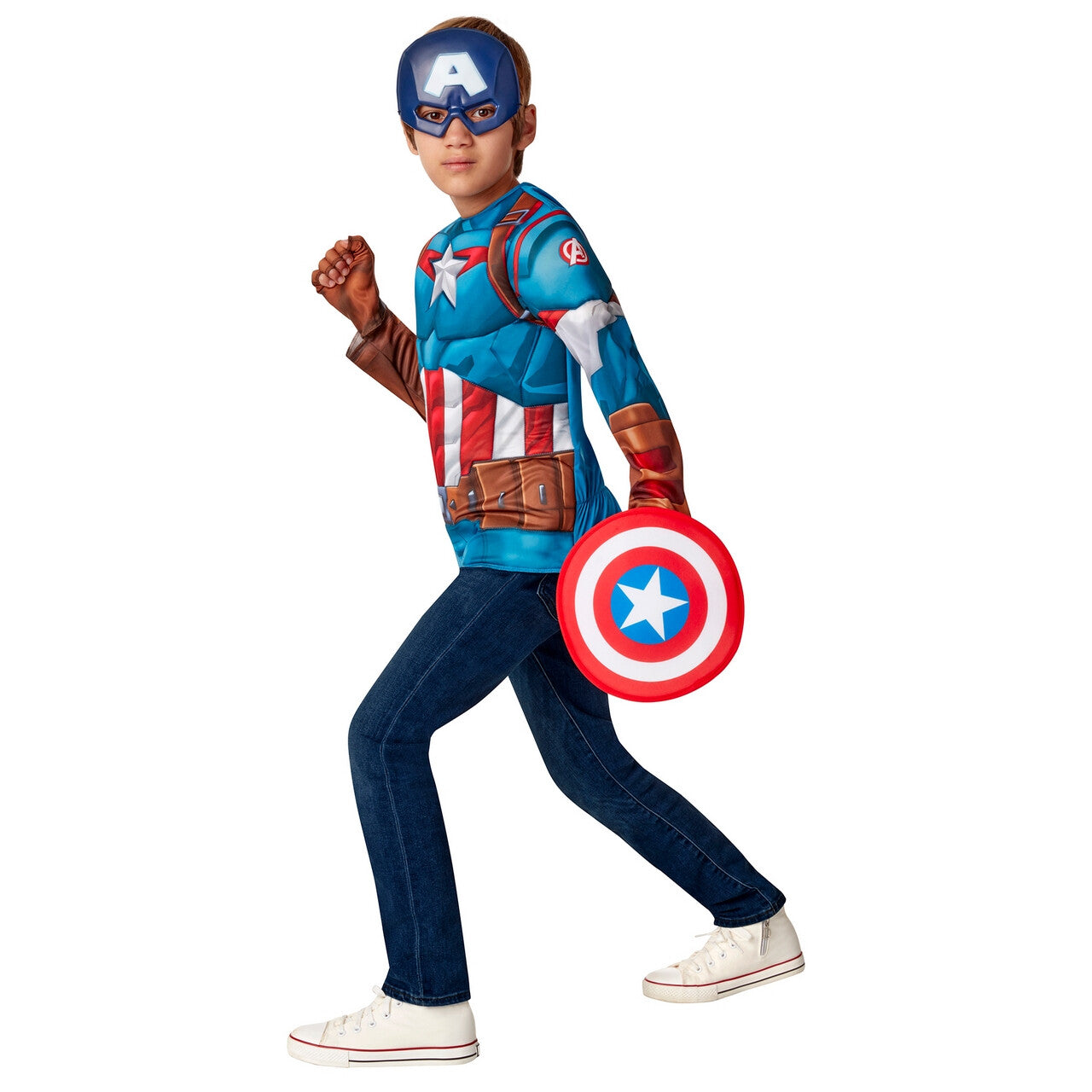 Op deze afbeelding zie je een Kostuums, van het merk Rubies. Captain America Grootste Nationale Held Kind Kostuum