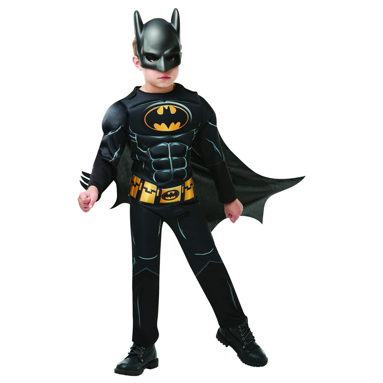 Op deze afbeelding zie je een Kostuums, van het merk Rubies. Batman Gespierde Borst Superheld Jongen Kostuum