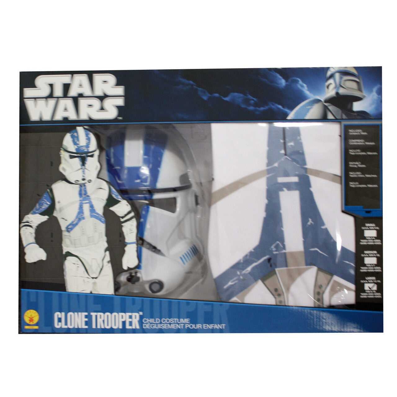 Op deze afbeelding zie je een Kostuums, van het merk Rubies. Origineel Clonetrooper Pak Met Masker Kind