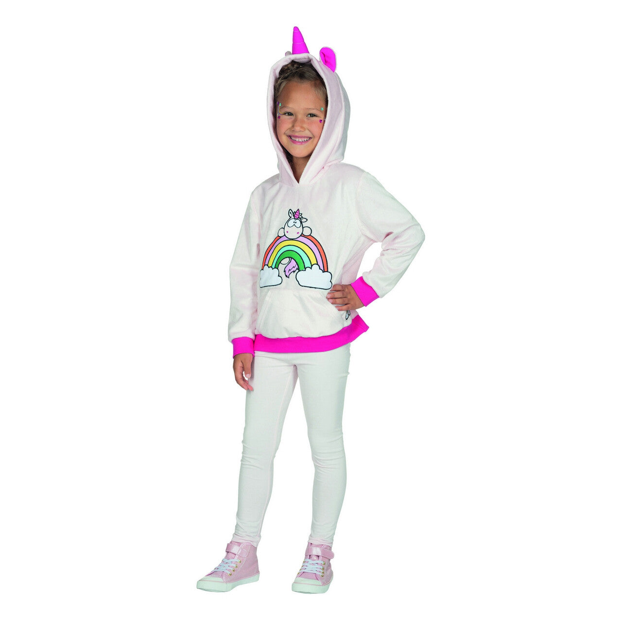 Op deze afbeelding zie je een Kostuums, van het merk Rubies. Magische Eenhoorn Theodor Hoodie Meisje Kostuum