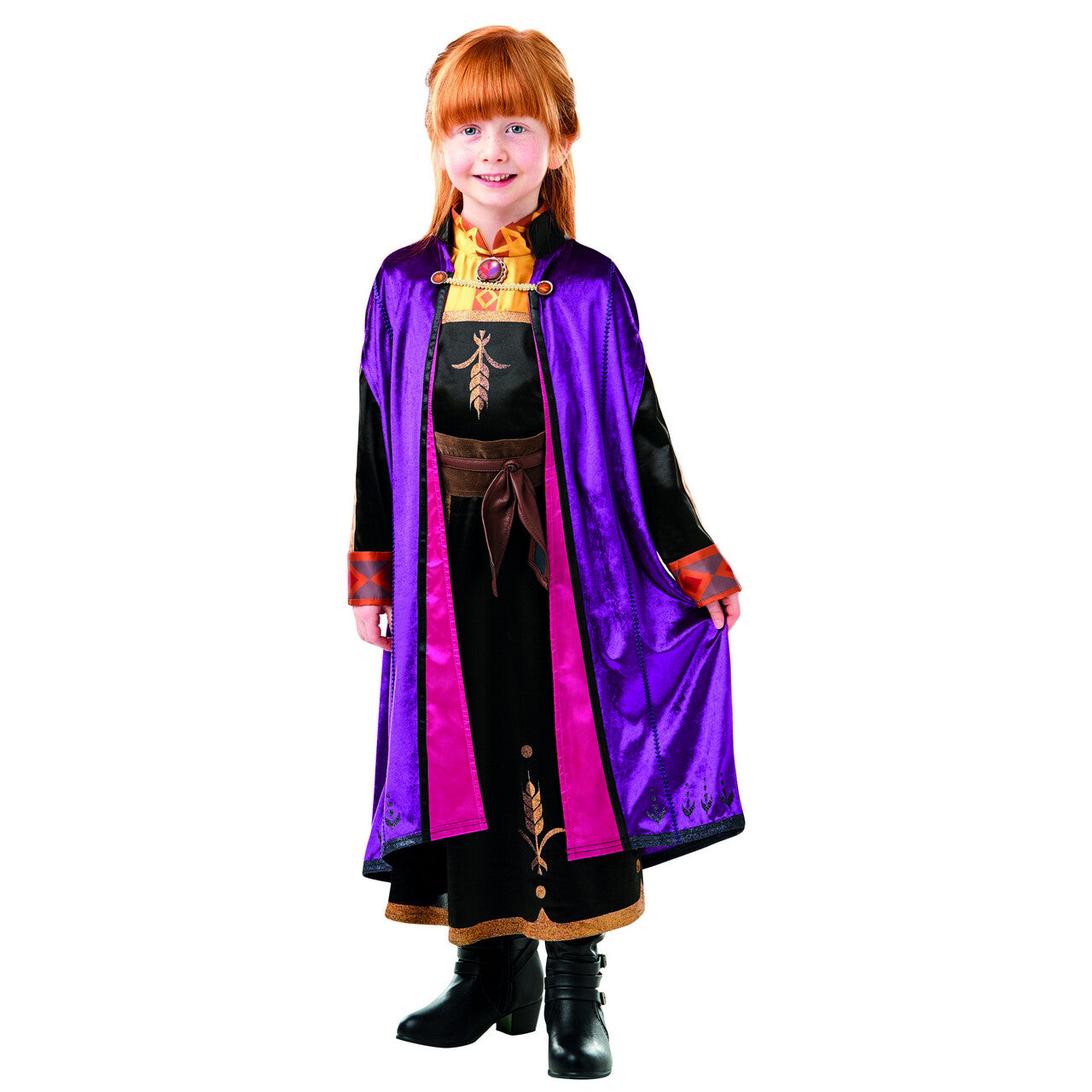 Op deze afbeelding zie je een Kostuums, van het merk Rubies. Op Zoek Naar Avontuur Dappere Anna Deluxe Dress Frozen™ Meisje