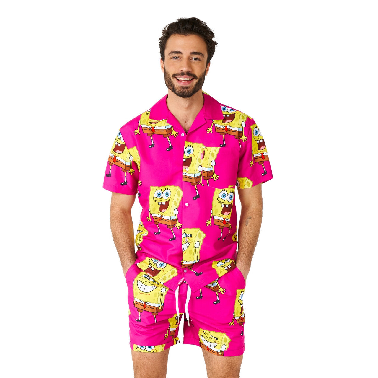 Op deze afbeelding zie je een Kostuums, van het merk Opposuits. Funny Spongebob™ Cartoon Pink Man Kostuum