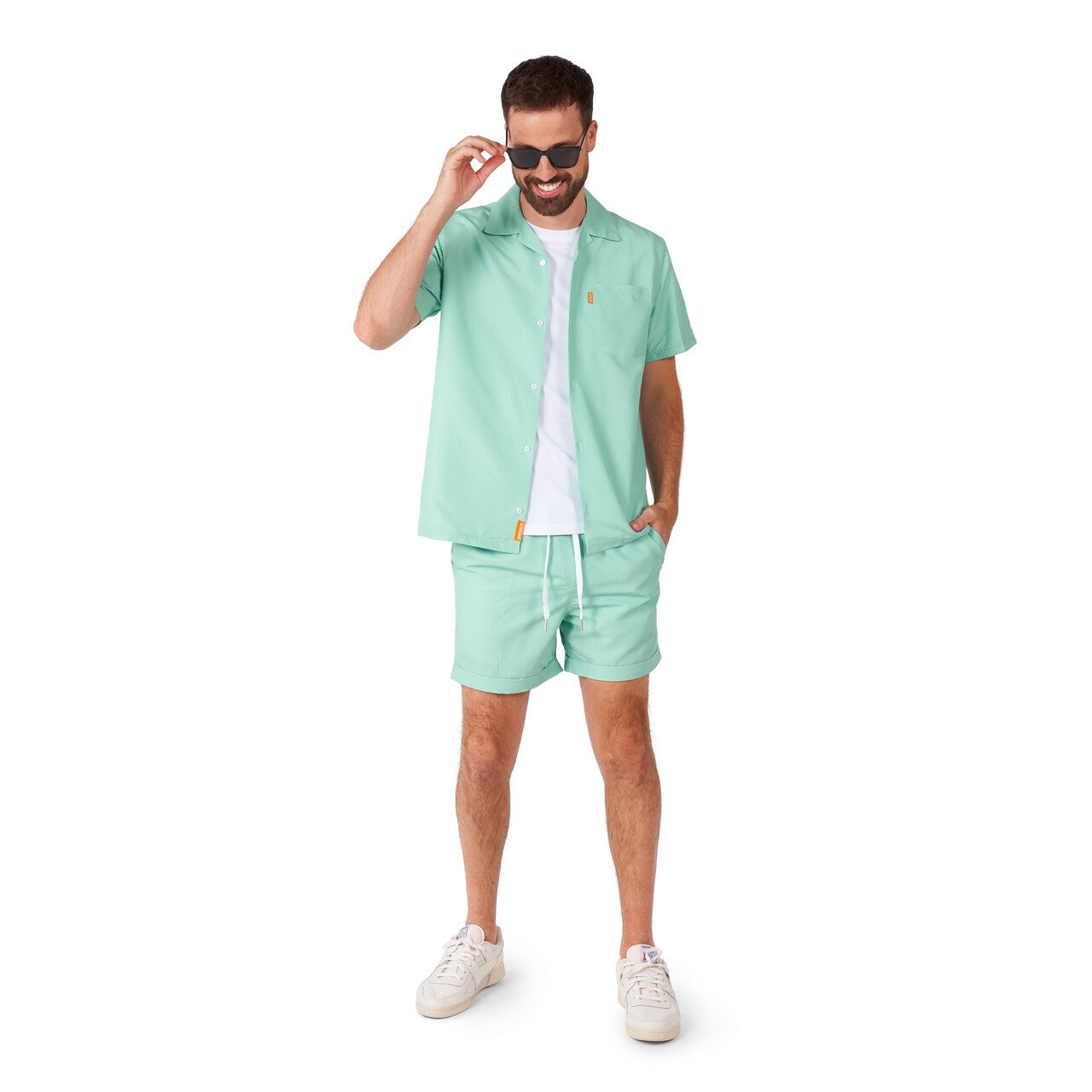 Op deze afbeelding zie je een Kostuums, van het merk Opposuits. Mega Magic Mint Man Kostuum
